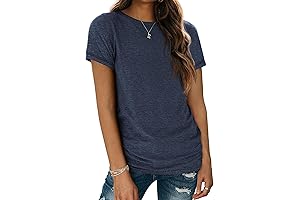 Mscozy Women's Short Sleeve Loose Fitting Round Neck T-Shirts Tops