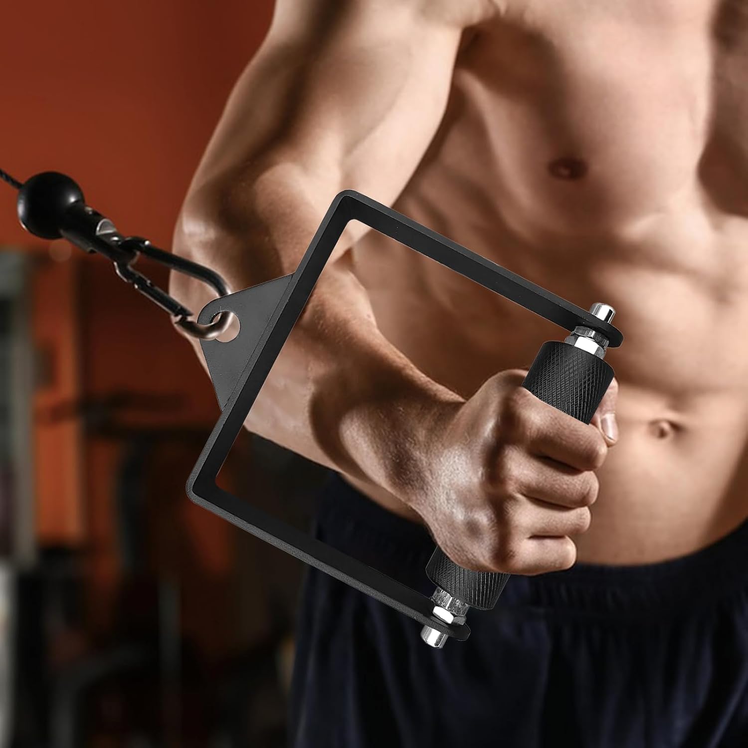 ジムケーブルプルダウンハンドル,ケーブルマシン D字グリップ プルダウンバー | 頑丈 人間工学設計 ジムトレーニング機器 手首 前