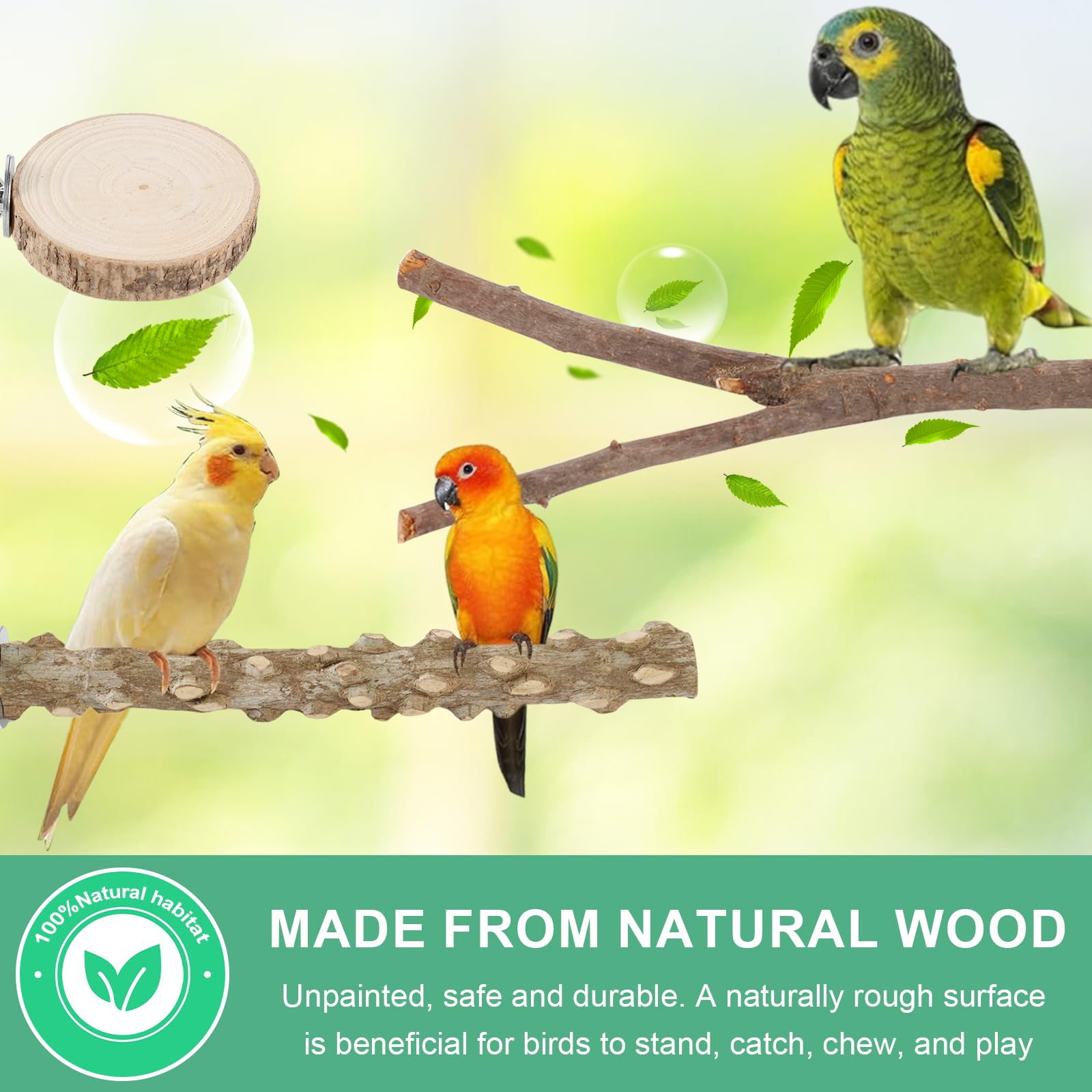 NLONLL 6 Pcs Bird Perches for Cage Parrot Perch Budgie Perches Natural Wood Parrot Perch Stand Bird Cage Perches Platform Paw Grinding Fork Parakeet Climbing Standing Branches for Cockatiels Lovebirds - Image 3