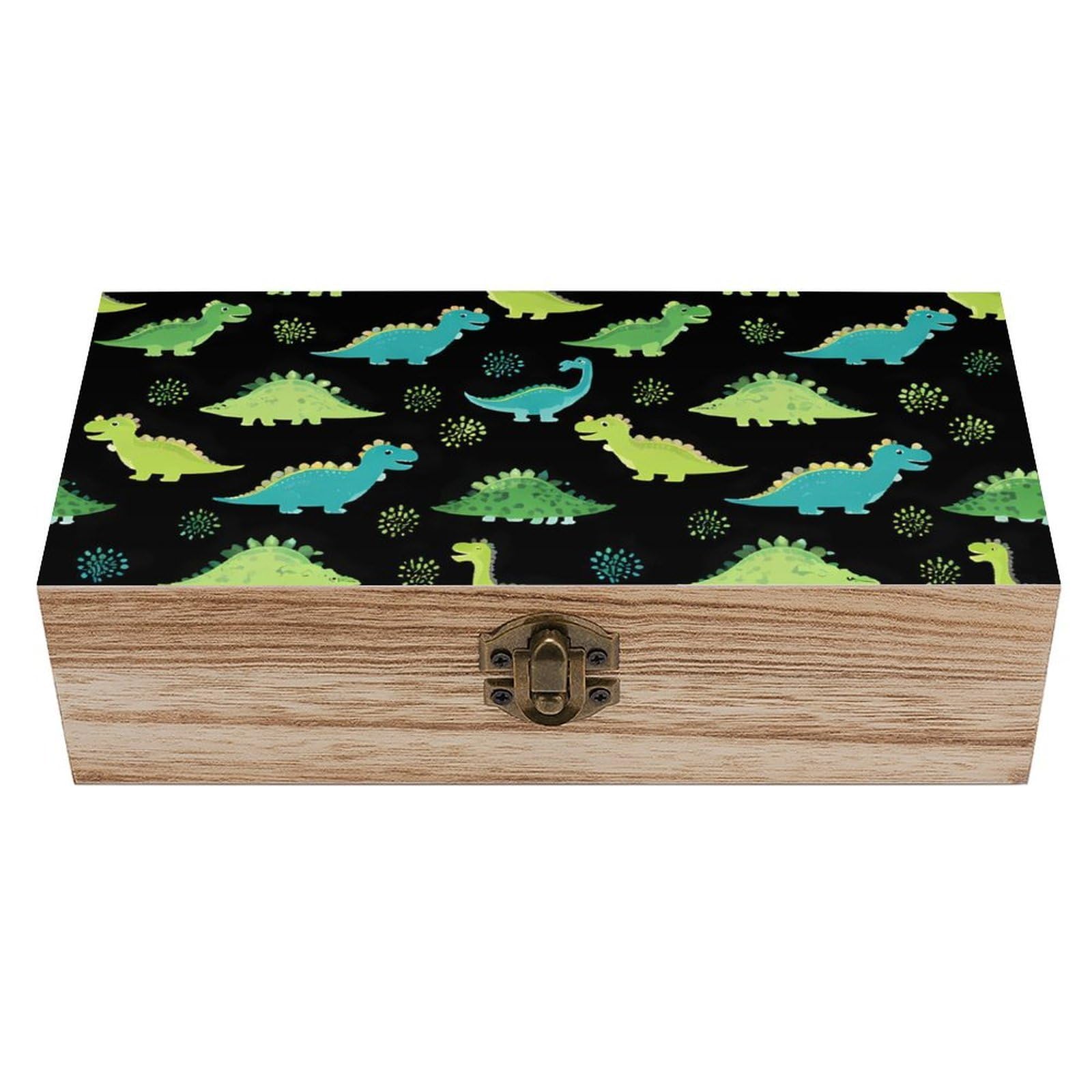 HLBSDM Cute Dinosaur Blue Yellow Wooden Storage Box