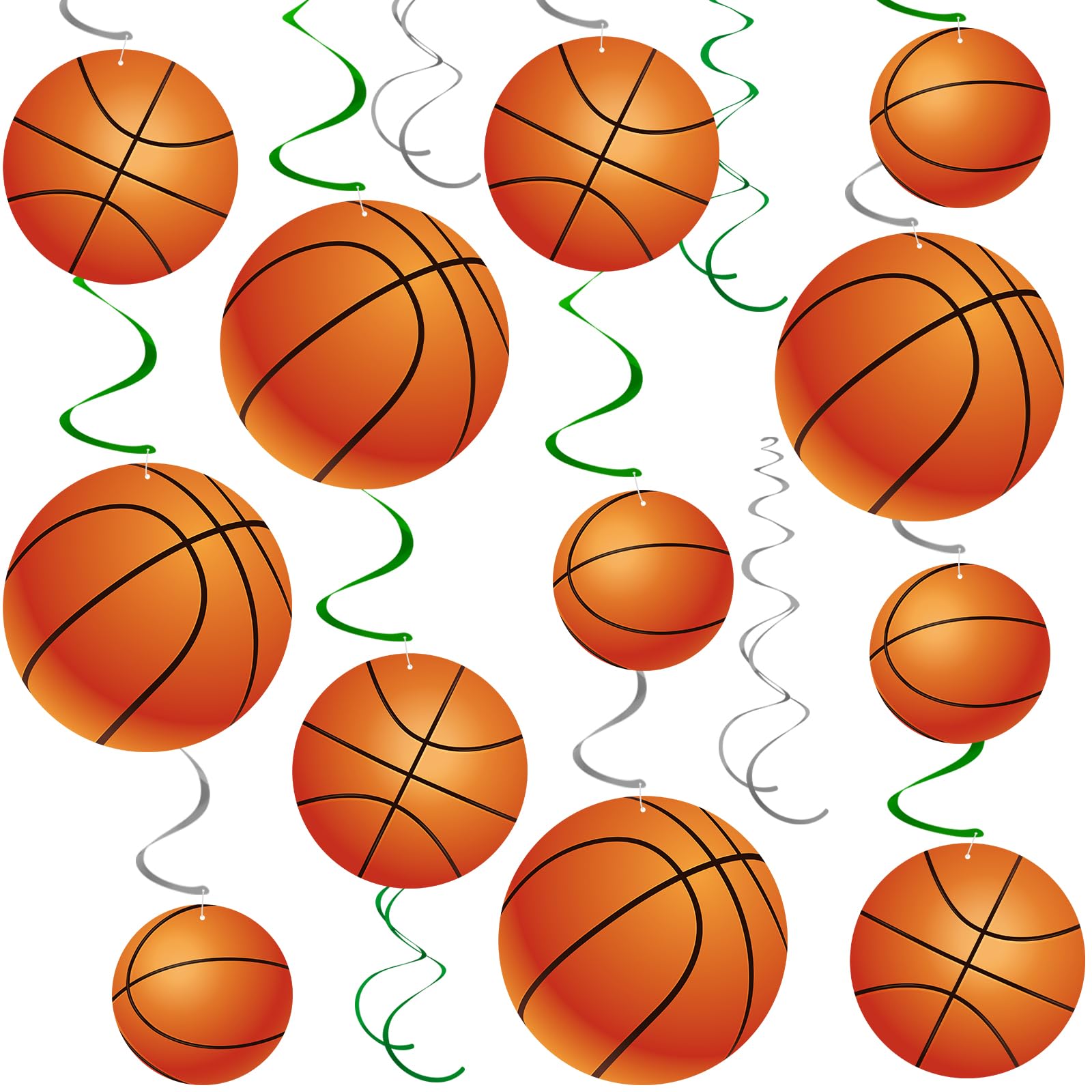 54Pcs Basketball Hanging Swirls Party Decorations Basketball Theme Birthday Party Decorations Supplies Sports Hanging Swirl Ceiling Streamers for Kids Boys Men