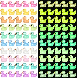 Fuyamp 200Pcs Luminous Mini Resin Ducks Glow in The Dark Tiny Ducks Miniature Ornament Ducks DIY Charms for Garden Landscape Aquarium Dollhouse Birthday Party Room Crafts Decor(10 Colors)