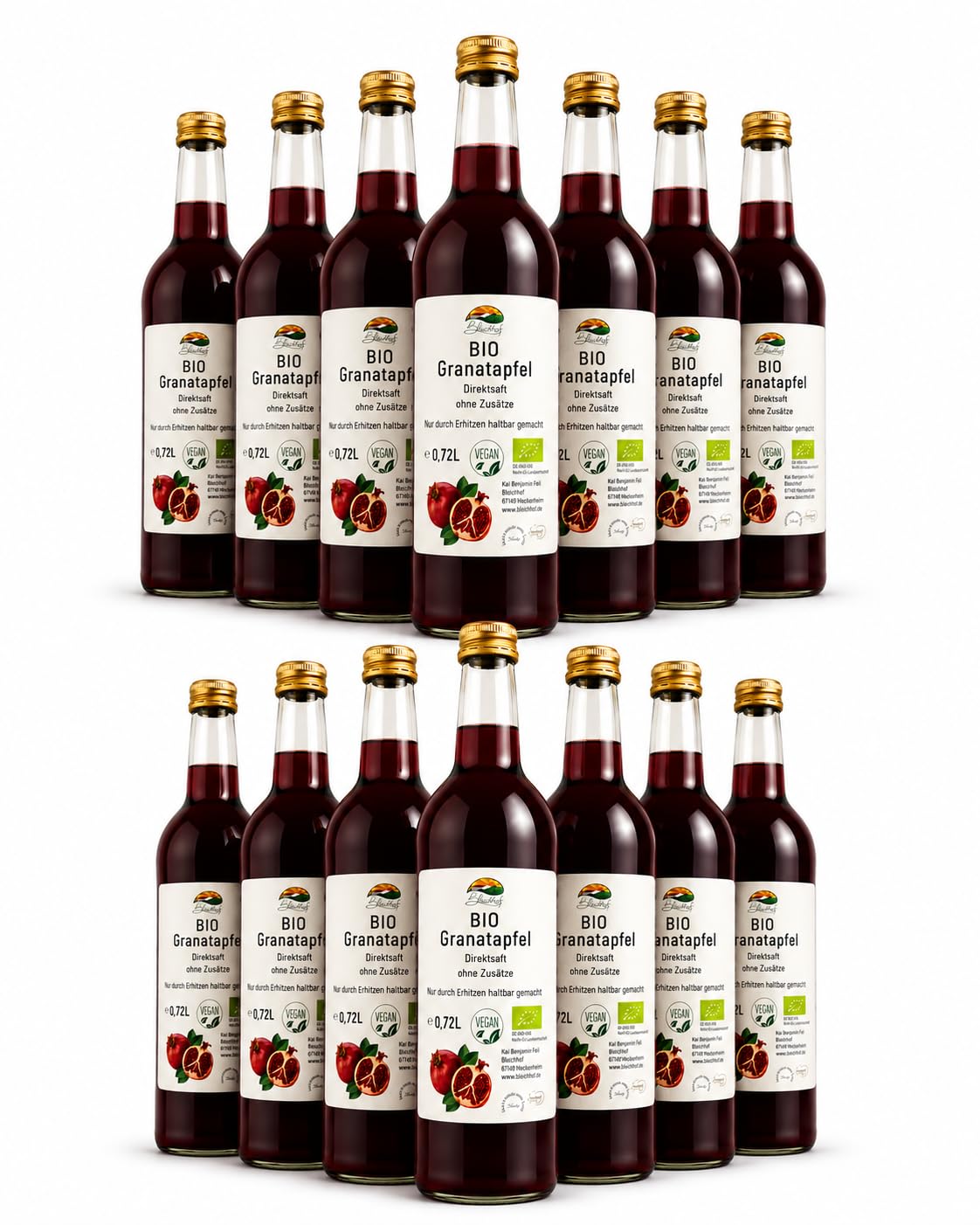 BLEICHHOF® Bio-Granatapfelsaft DE-ÖKO-006 -Direktsaft, vegan (12x0,72l)