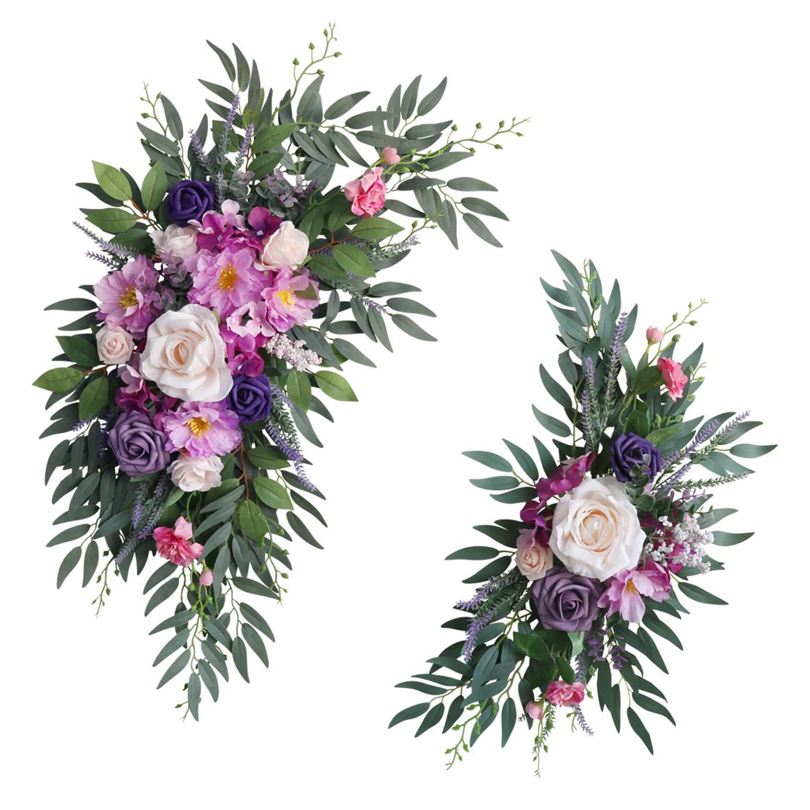 Muiltvoe Faux Flower Swag Set of 2,Wedding Arch Flowers,Artificial Flower Swag Wedding Arch Flowers Garland Floral Decoration for Party Welcome Ceremony Sign