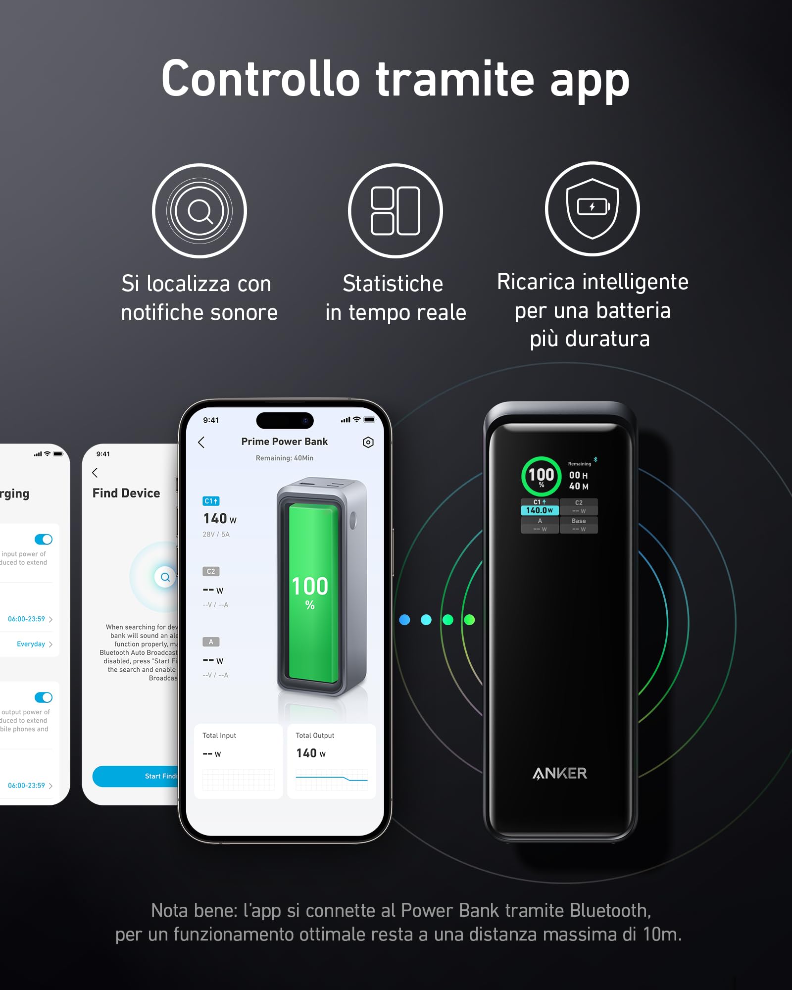 Anker Prime Power Bank 27650 mAh 3 porte 250 W, Caricabatterie Portatile, App Smart, Compatibile con MacBook Pro/Air, iPhone 17 Pro Max, Samsung, Dell, AirPods e altri (Base di Ricarica non Inclusa) | Approvato TSA, controllo app, per MacBook Pro/Air, iPh