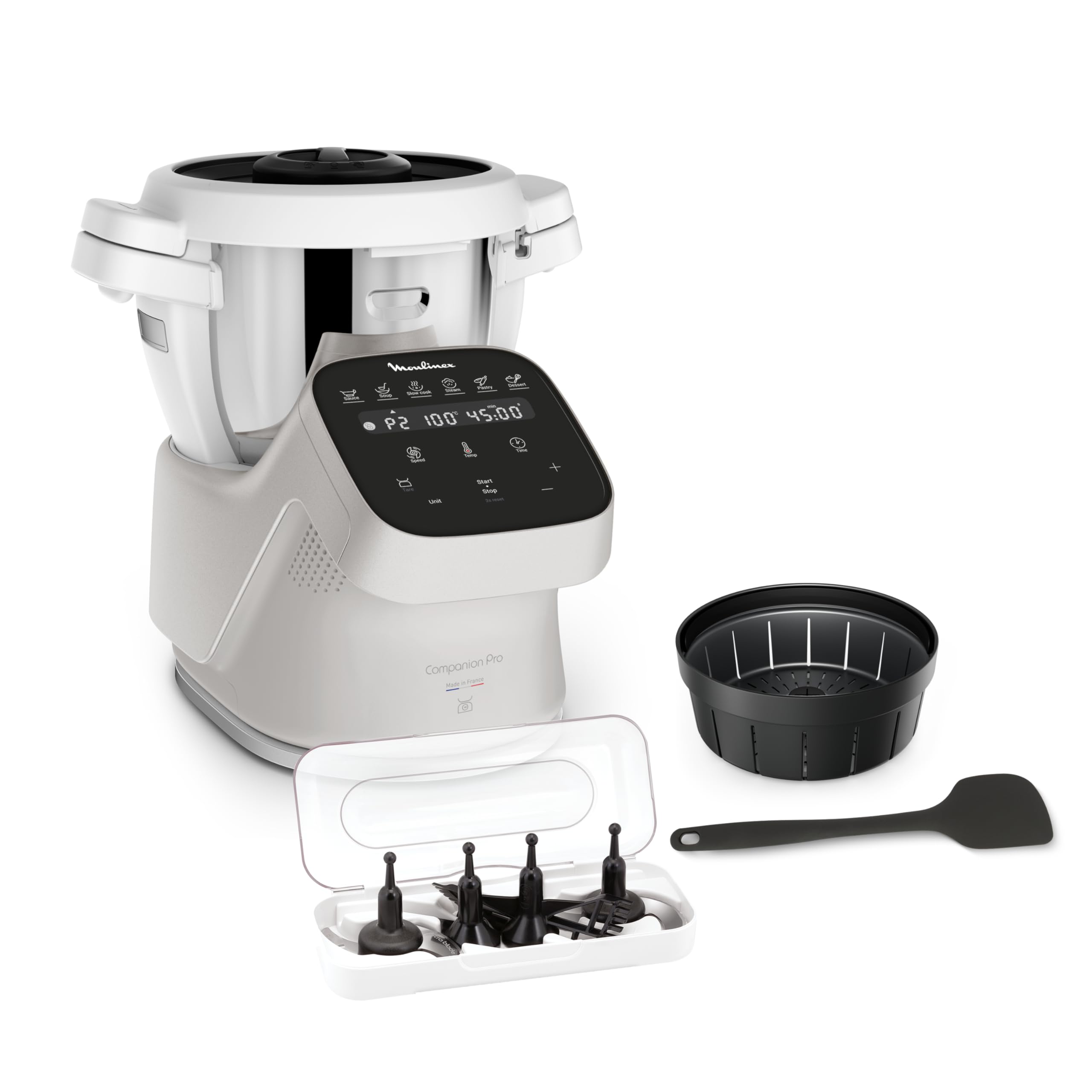 Moulinex Robot cuiseur, Capacité 4,5 L, 15 modes, Mode manuel, Balance intégrée, Silencieux, Application Moulinex, Recettes illimitées, Fabriqué en France, Companion Pro, HF850BF0
