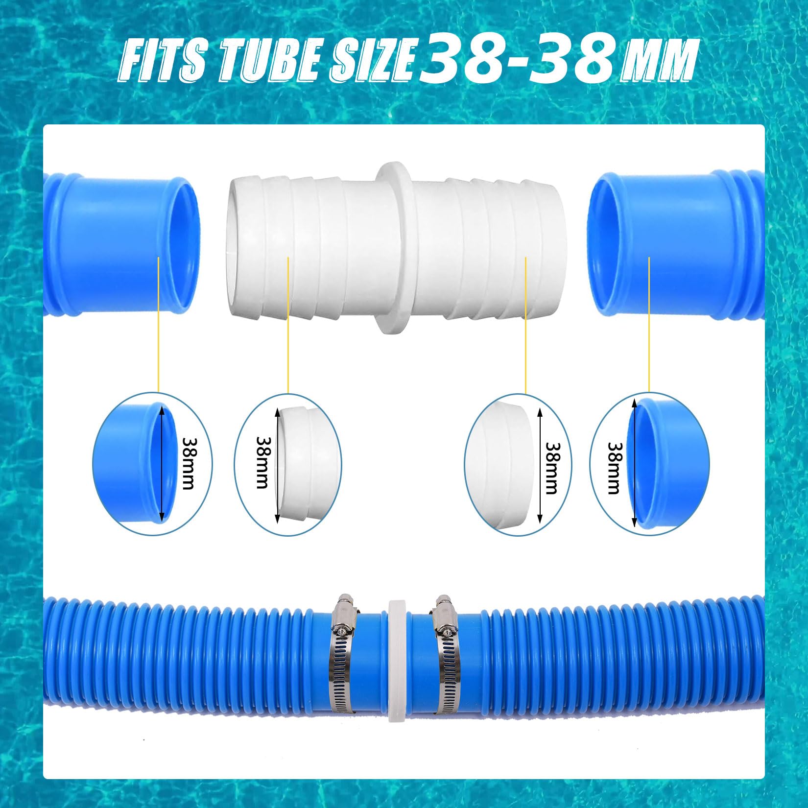 Intex Raccords De Tuyau Piscine 38 Mm - Lot De 4 8 Colliers De