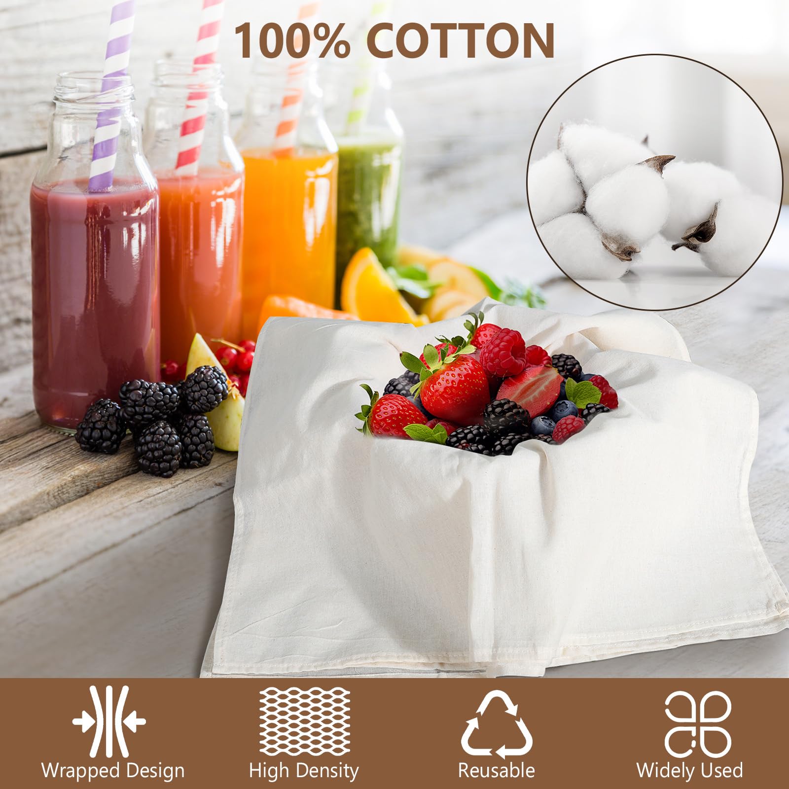 AiQInu Garza Alimentare Filtrante 50×50cm Panno per Formaggio Riutilizzabile Cotone Naturale