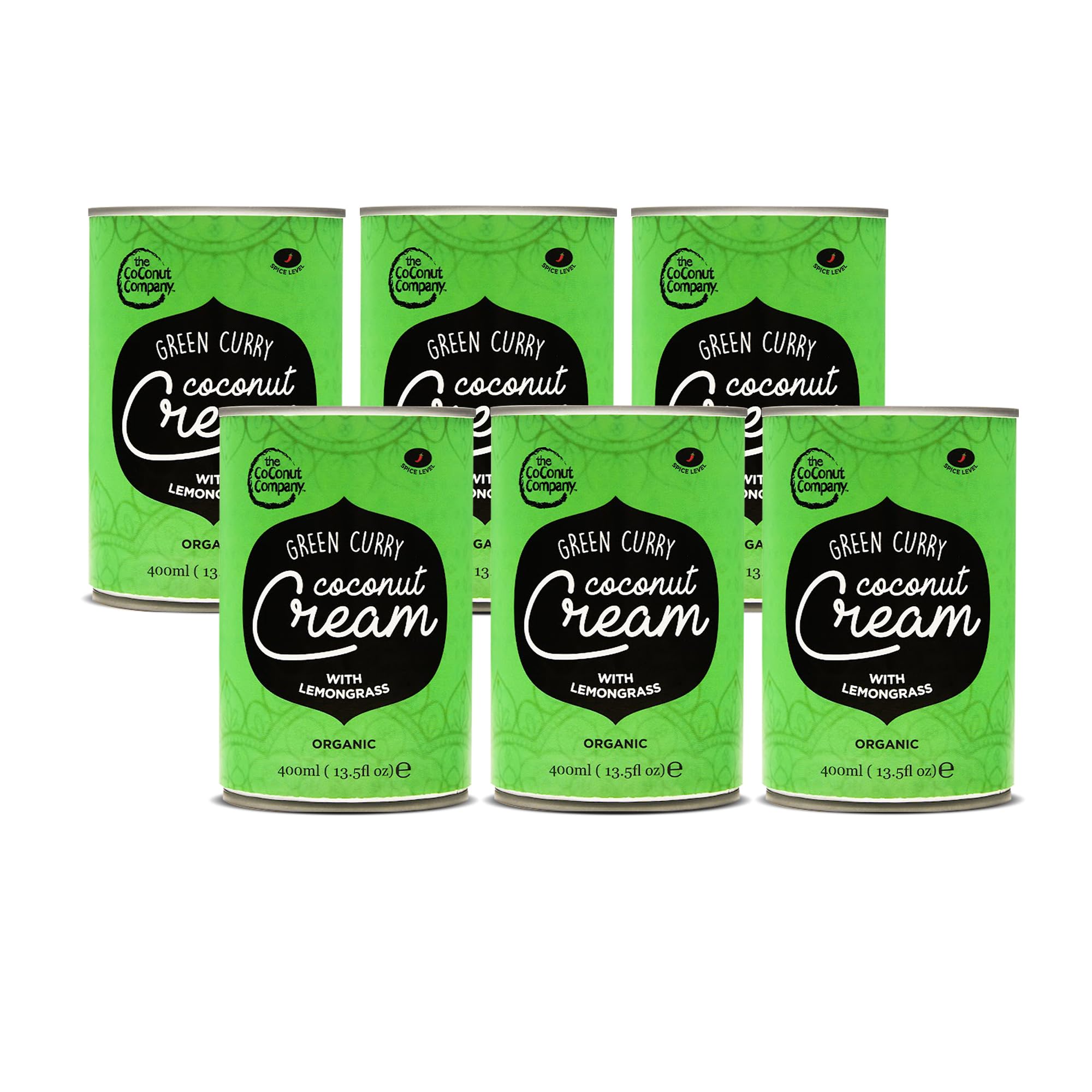 The Coconut Company Organic Coconut Curry Cream Perfect for pouring over vegetables, noodles or your favourite dish, Spicy Taste, 400ml (Green Curry Cream, Pack of 6)