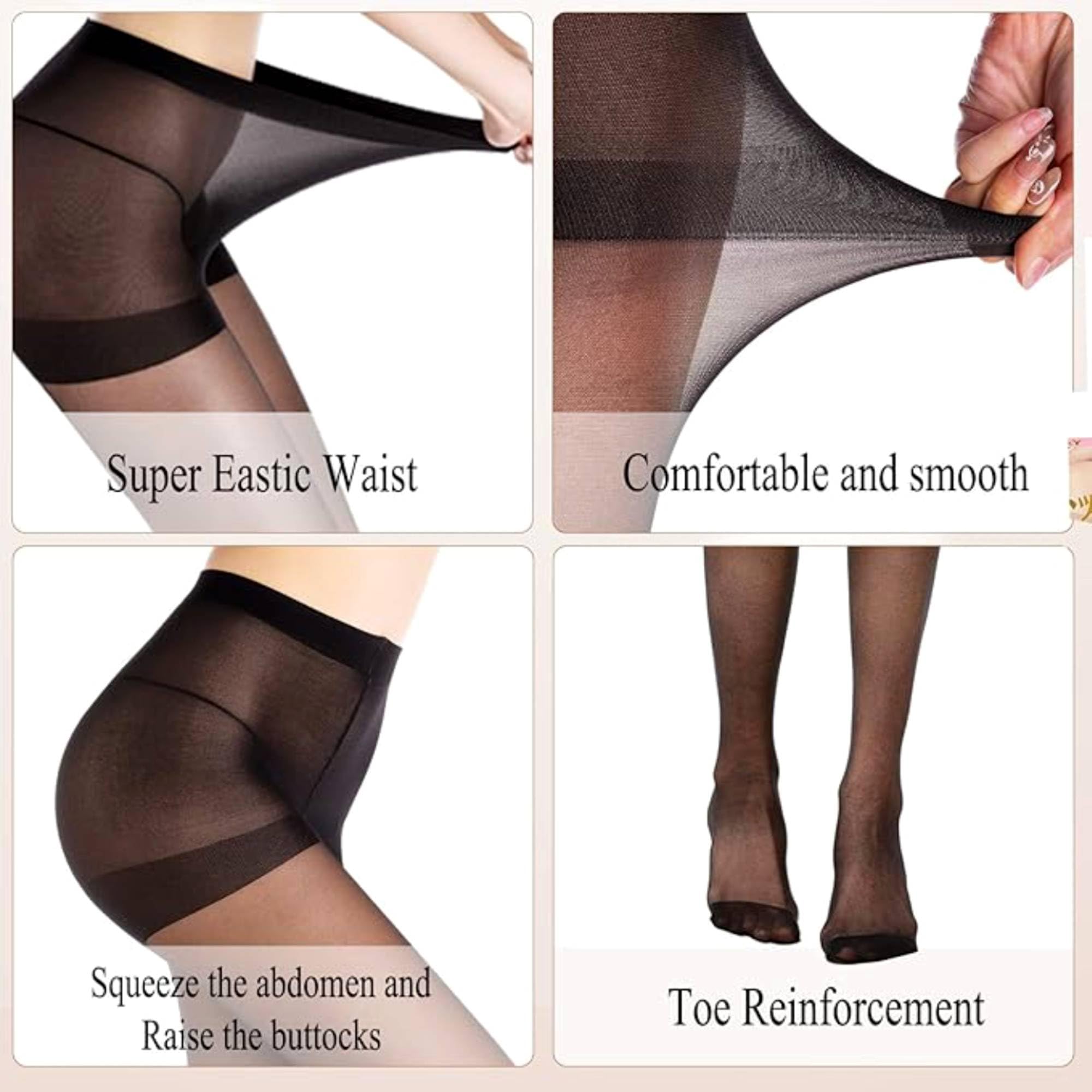 Khwaish Store Women's & Girl’s Sheer Tights Ultra-Thin Transparent High Waist Reinforced Toe Pantyhose Long Exotic Knee-High Thigh Stockings_ (White, XL). Pack of 1 - Image 6 thumbnail