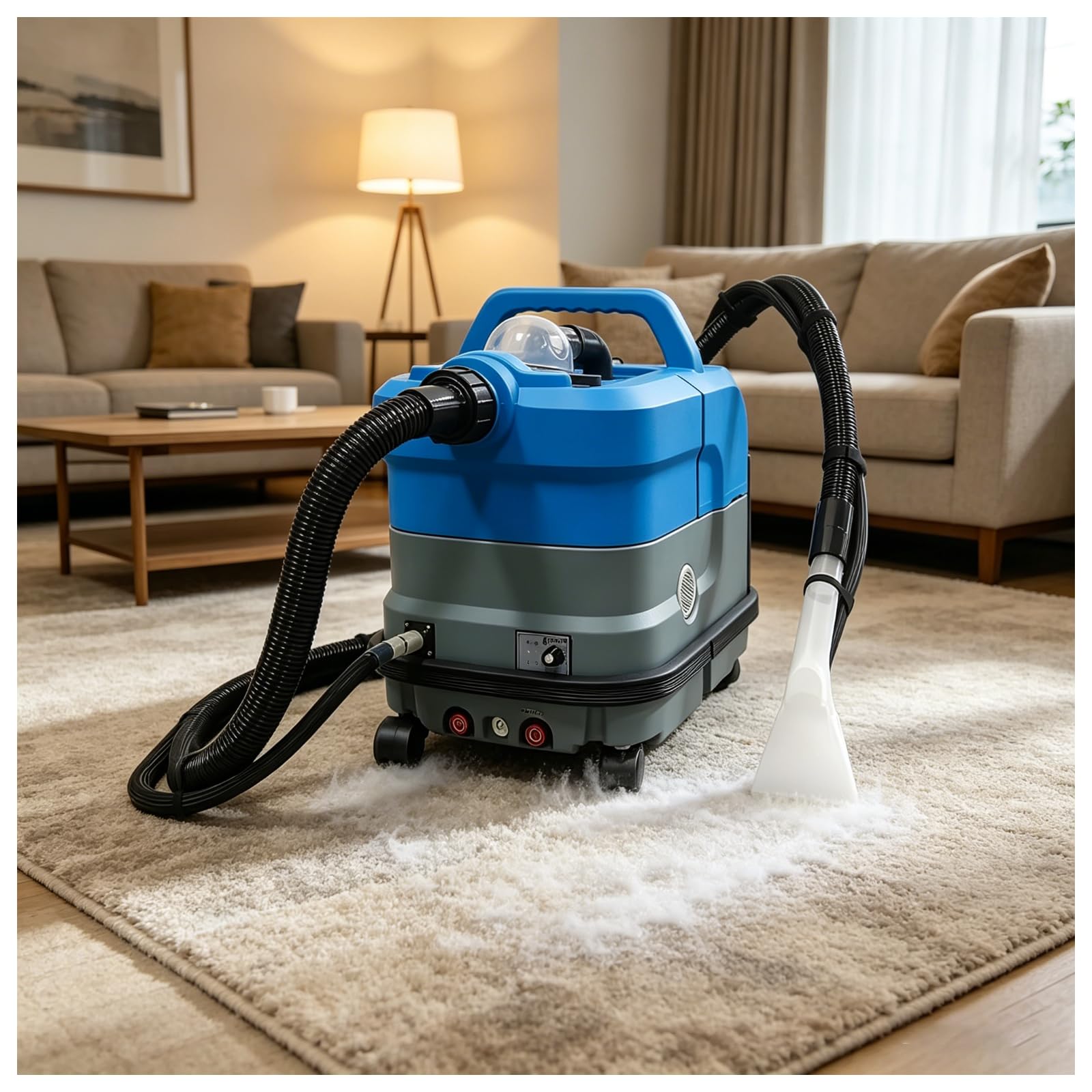 Extractor Calefactado para Alfombras Y Tapicerías, Máquina Quitamanchas para Tapicerías De Auto, Calefactor 2500W, 85dB, Depósito De Residuos 12L, Funda De Tela para Tejidos