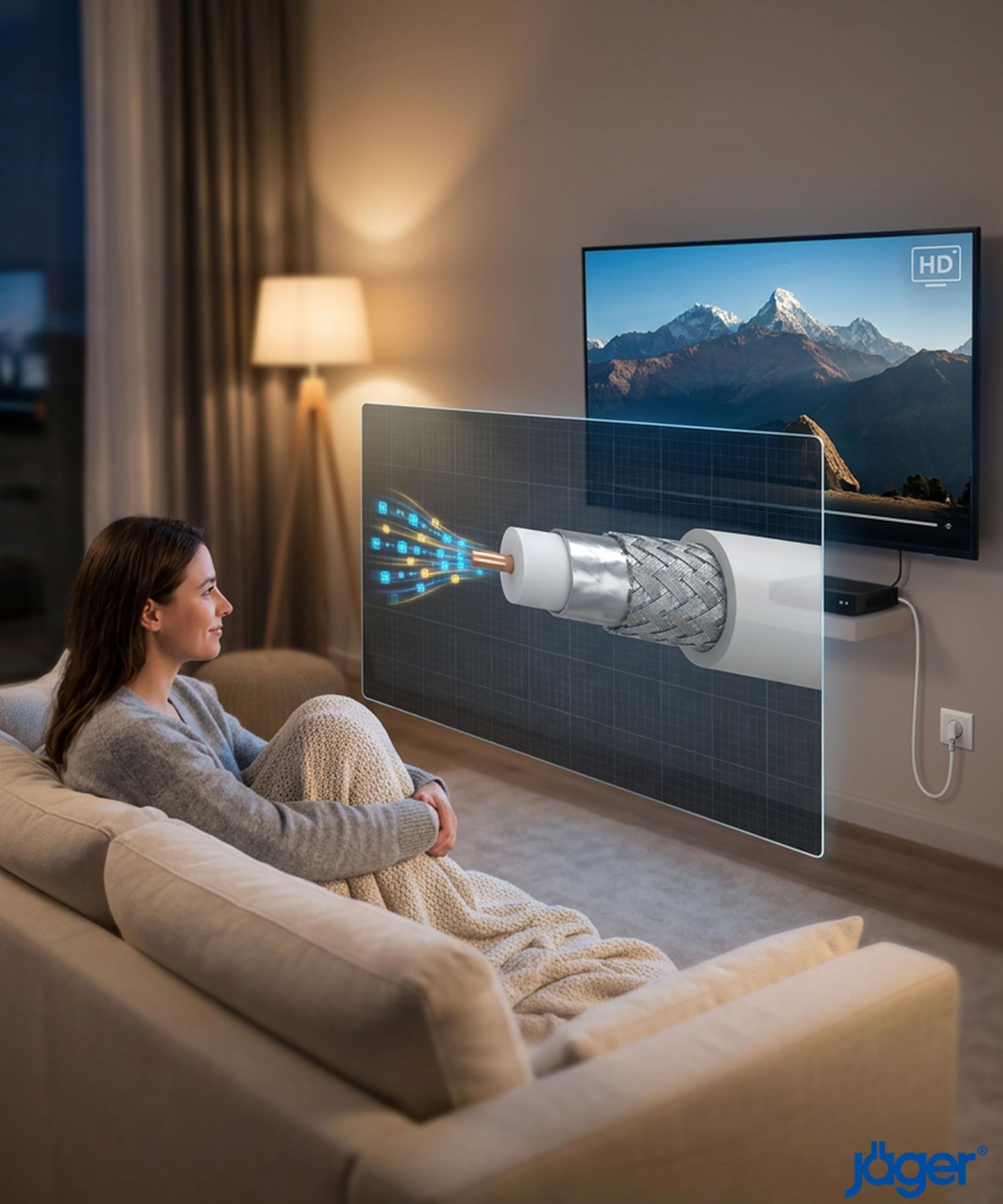 Jäger 500m Koaxialkabel SAT TV Antennenkabel Digital Koaxkabel Koaxial Kabel BK Anlage >90 dB 75 Ohm SAT-Kabel für DVB-T DVB-C DVB-S Radio DAB HDTV Weiß