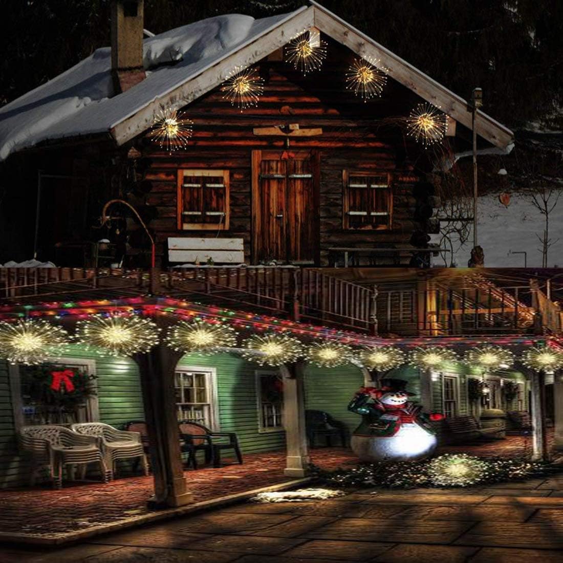 LIYAMILLAI 4 Pack 120 Firework Lights Led Copper, Battery Operated Starburst Light with Remote, 8 Modes String Fairy Lights Waterproof, Decorative Hanging Lights for Christmas, Home, Indoor Outdoor. : Garden & Outdoor