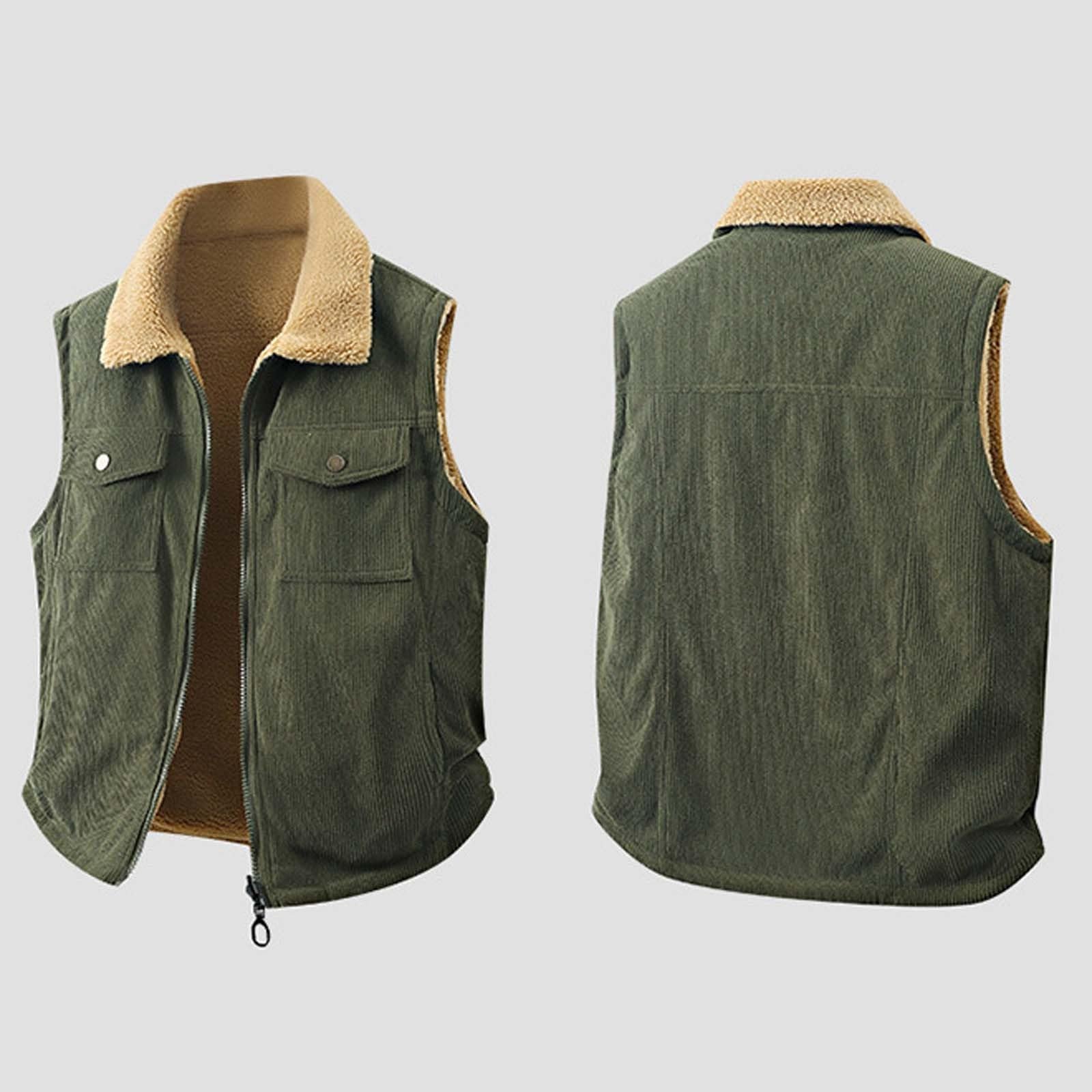 Genérico Chaleco ligero acolchado para hombre Gilet Hombres Casual Capa Sólida chaqueta térmica correr Desmangado Con Cremallera ajuste regular Exteriores Talla Grande