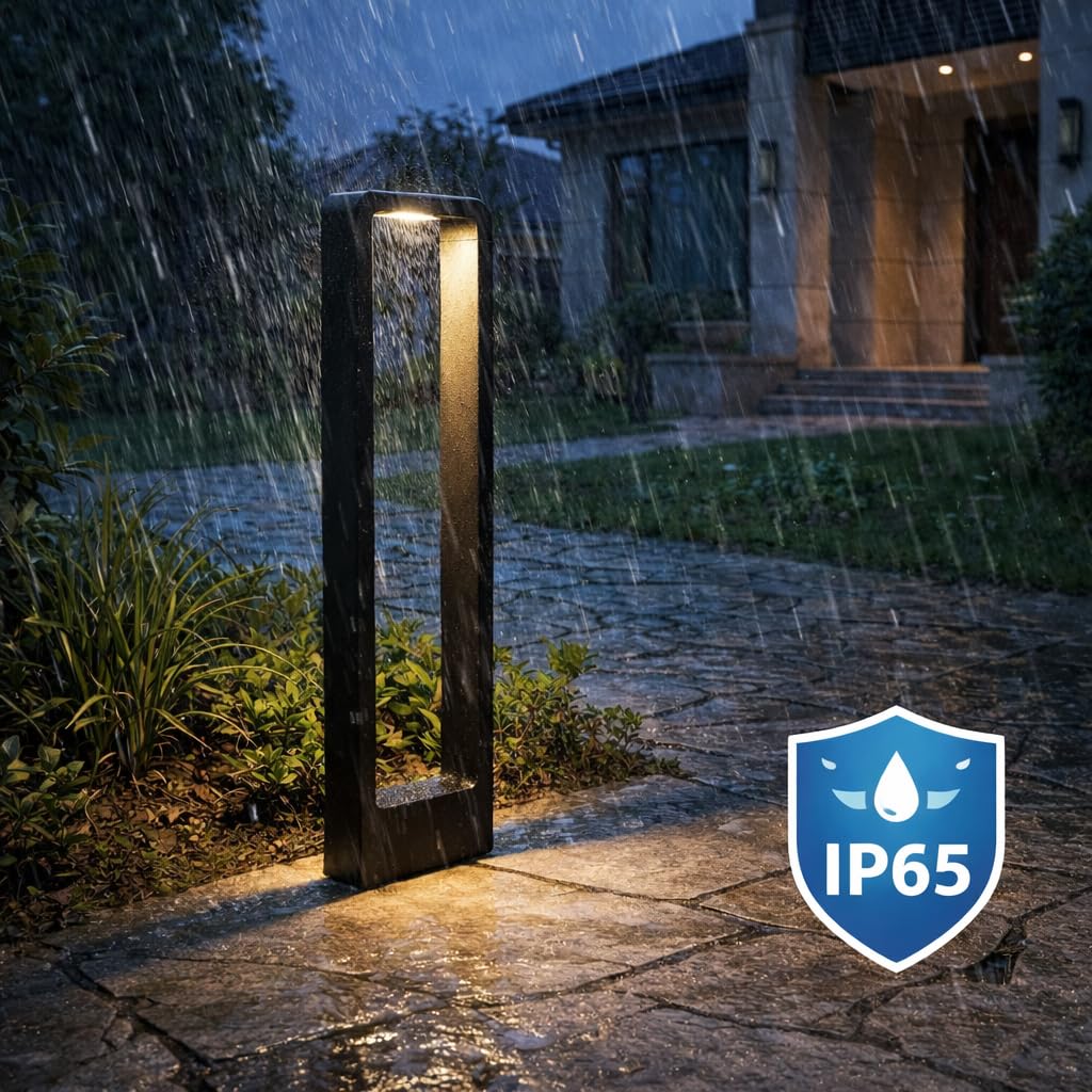 Alpinaluz Baliza LED Exterior 10W 65cm - Lámpara de Pie para Jardín y Caminos con Luz Cálida 3000K - Baliza Moderna en Aluminio Negro IP65 con Iluminación Descendente para Patio y Entrada