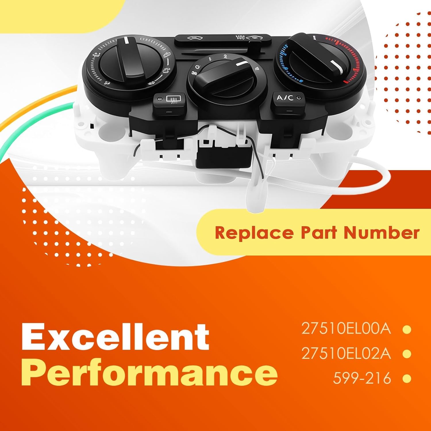599-216 A/C HVAC Climate Control Module Panel Assembly Compatible with Versa 2007-2011 Temperature Conditioning Switch Replace 27510EL00A 27510EL02A