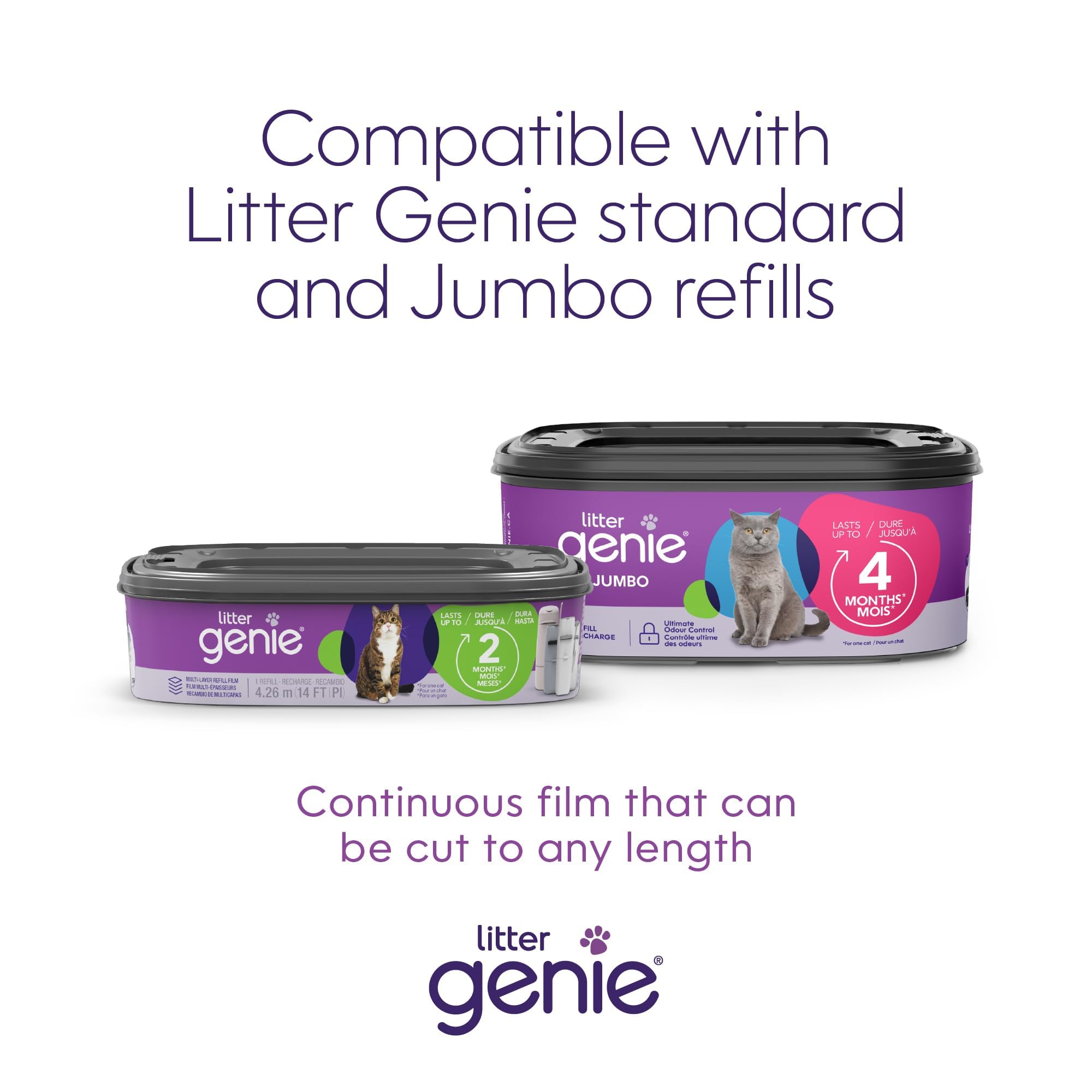 Litter Genie Style Pail - Cat Litter Waste Disposal System with Square Pail Refill Bag - Compatible with Standard and Jumbo Litter Genie Refill - 3