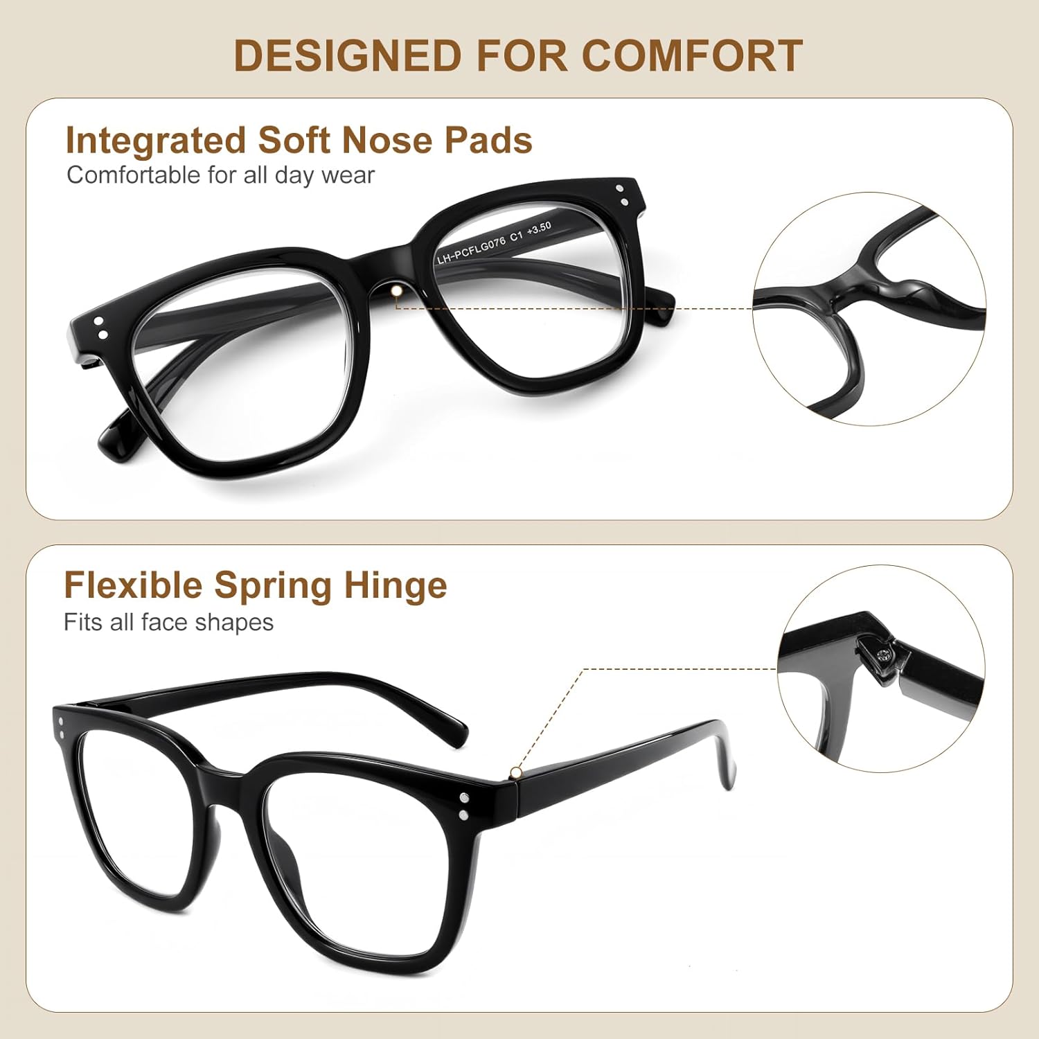 2Pack Reading Glasses for Men Women Blue Light Blocking with Spring Hinge, Anti UV Ray Filter Eyeglasses - Image 4