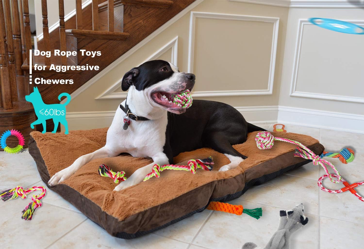 Dog Rope Toy for Aggressive Chewers Medium Bleed Small Dogs Indestructible Toys Chew Rope Ball Teething Pitbull Toys Puppies Outdoor Dog Toys