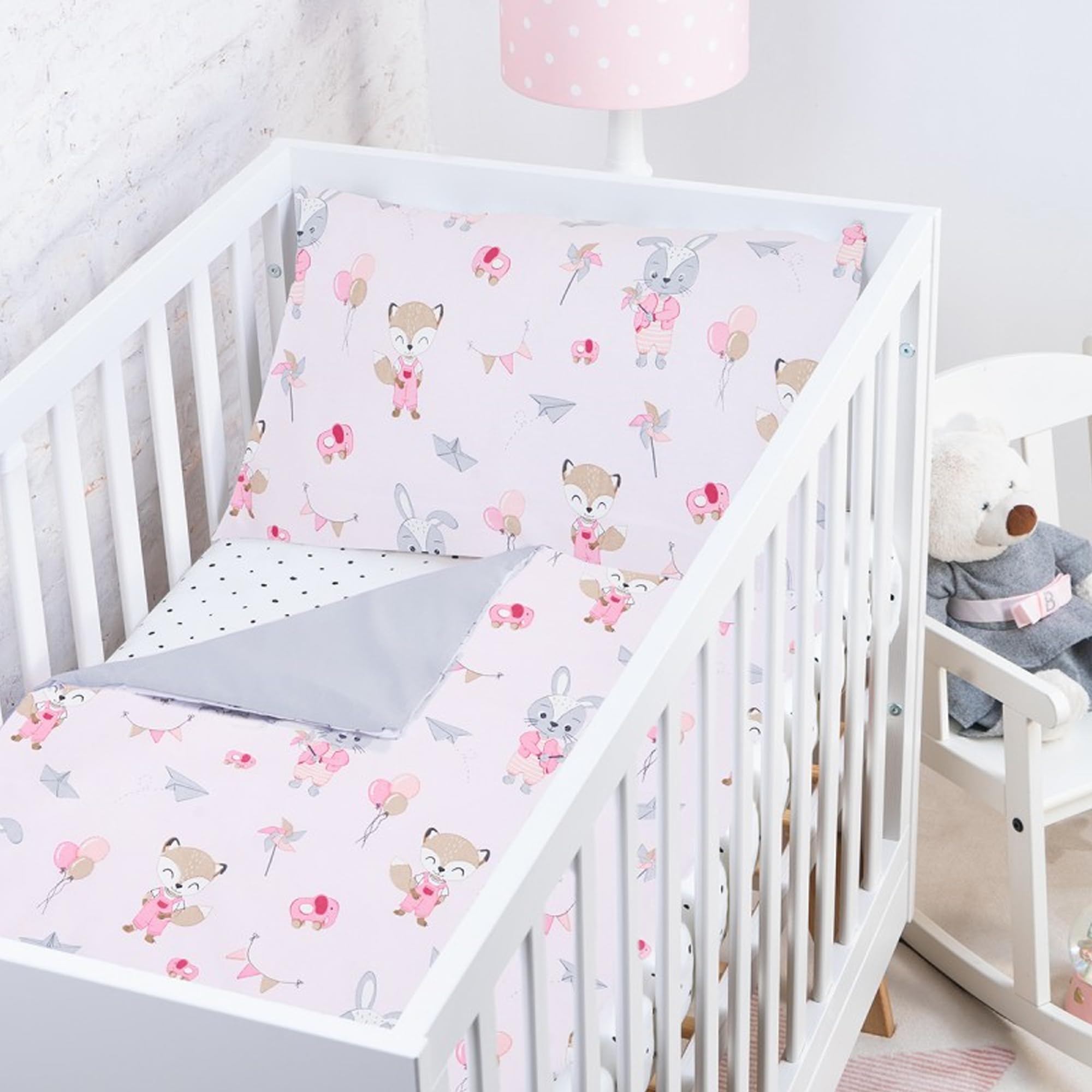BABYSAFE Baby Cot Bed Duvet Cover Set Girls 120 X 90 with Toddler Pillowcase 40x60 Cm 100% Cotton - Image 2