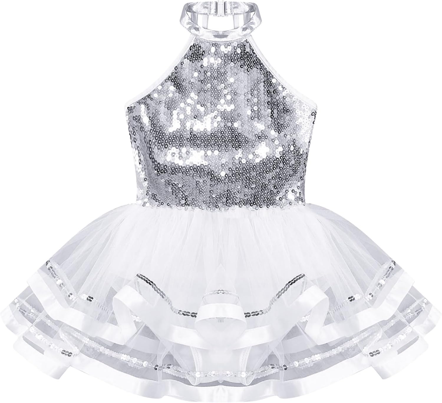 YiZYiF Kids Girls Sequins Ballet Dance Dress Sleeveless Tutu Skirt Gymnastic Leotard Dancewear Jazz Latin Ballerina Costume