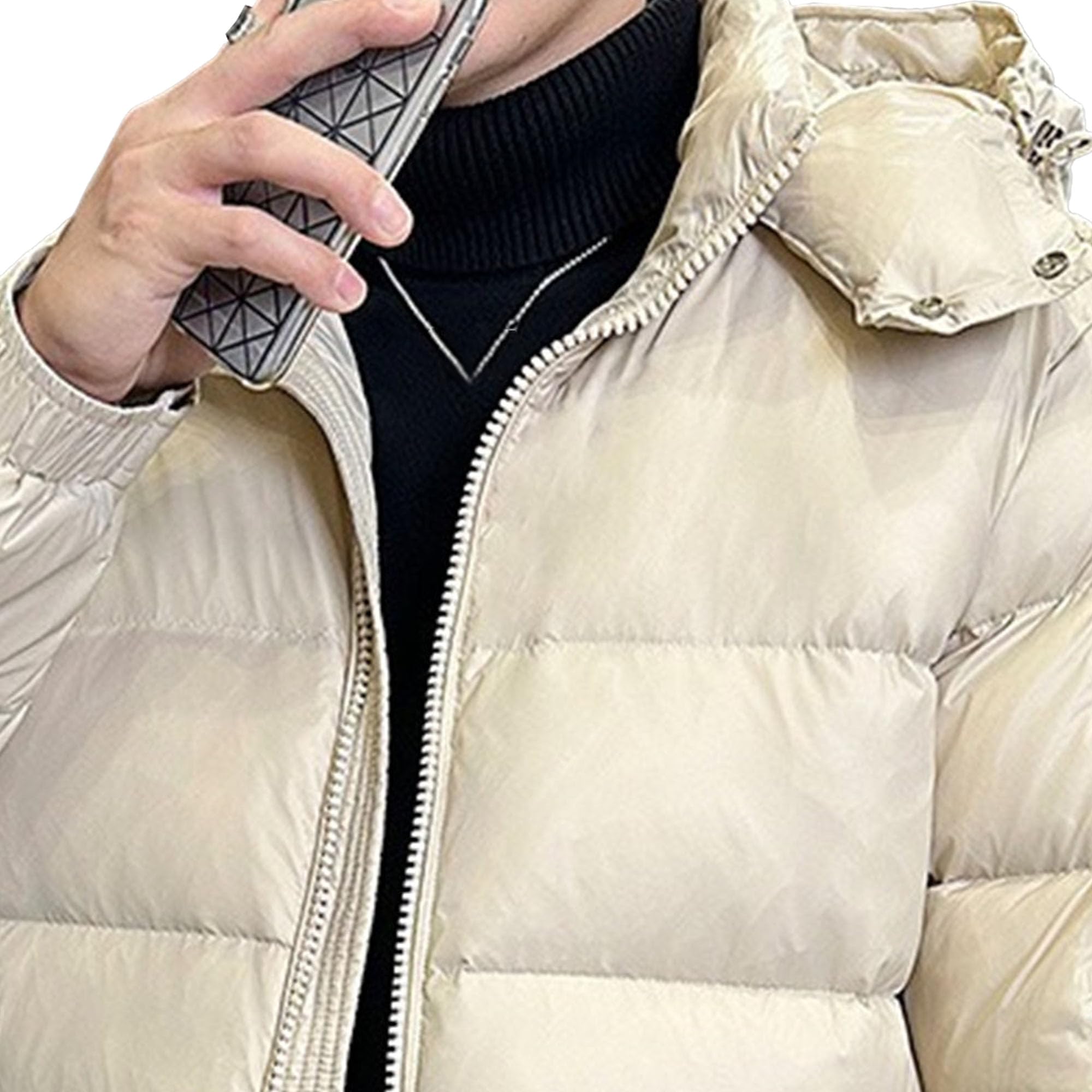 Piumino da uomo con cappuccio lucido termico da uomo impermeabile Parka Outerwear Down Coat Piumino con cappuccio da uomo