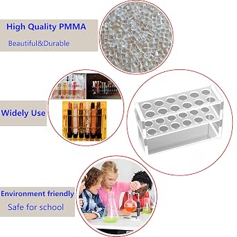 12 Sockets Clear Acrylic Test Tube Rack 10ML Test Tubes,Plastic Centrifuge Tube Holder Stand
