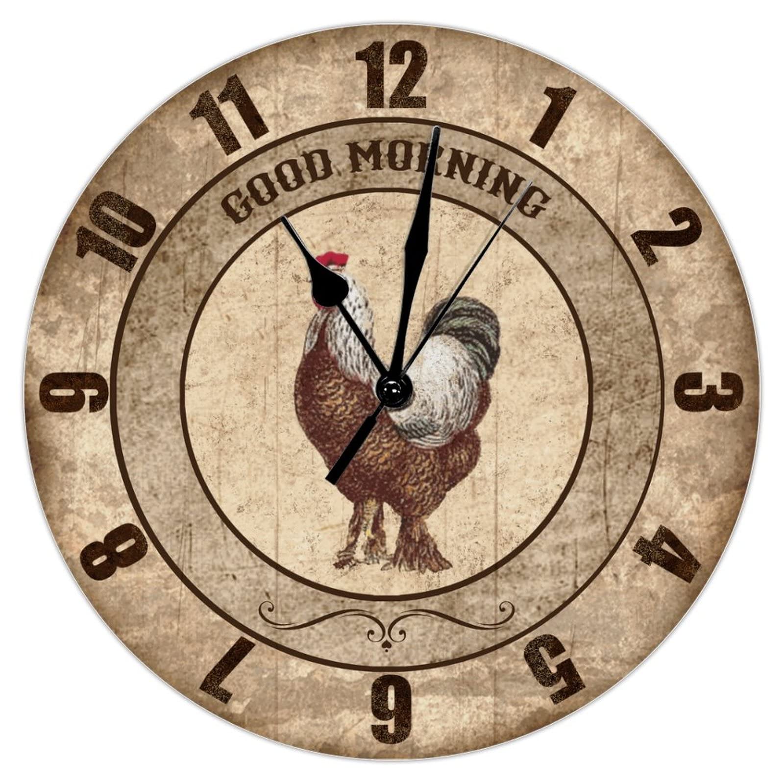 Horloge murale silencieuse en bois 38 cm style rustique vintage