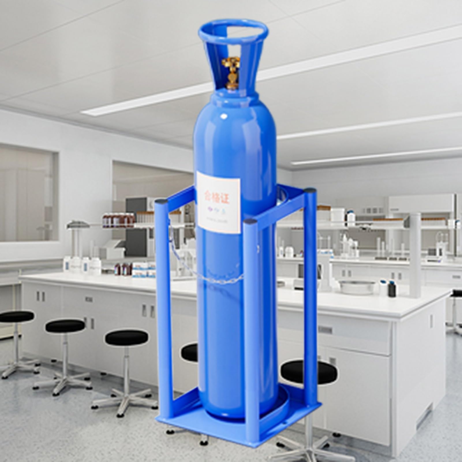 GTHTUHFD Oxygen Cylinder Rack Standing Oxygen Tank Rack For 1-6 Cylinder, Small Oxygen Cylinder Storage Stand, Blue Medical Oxygen Tank Holder For Storage & Transportation,L-21cm(8 1/4