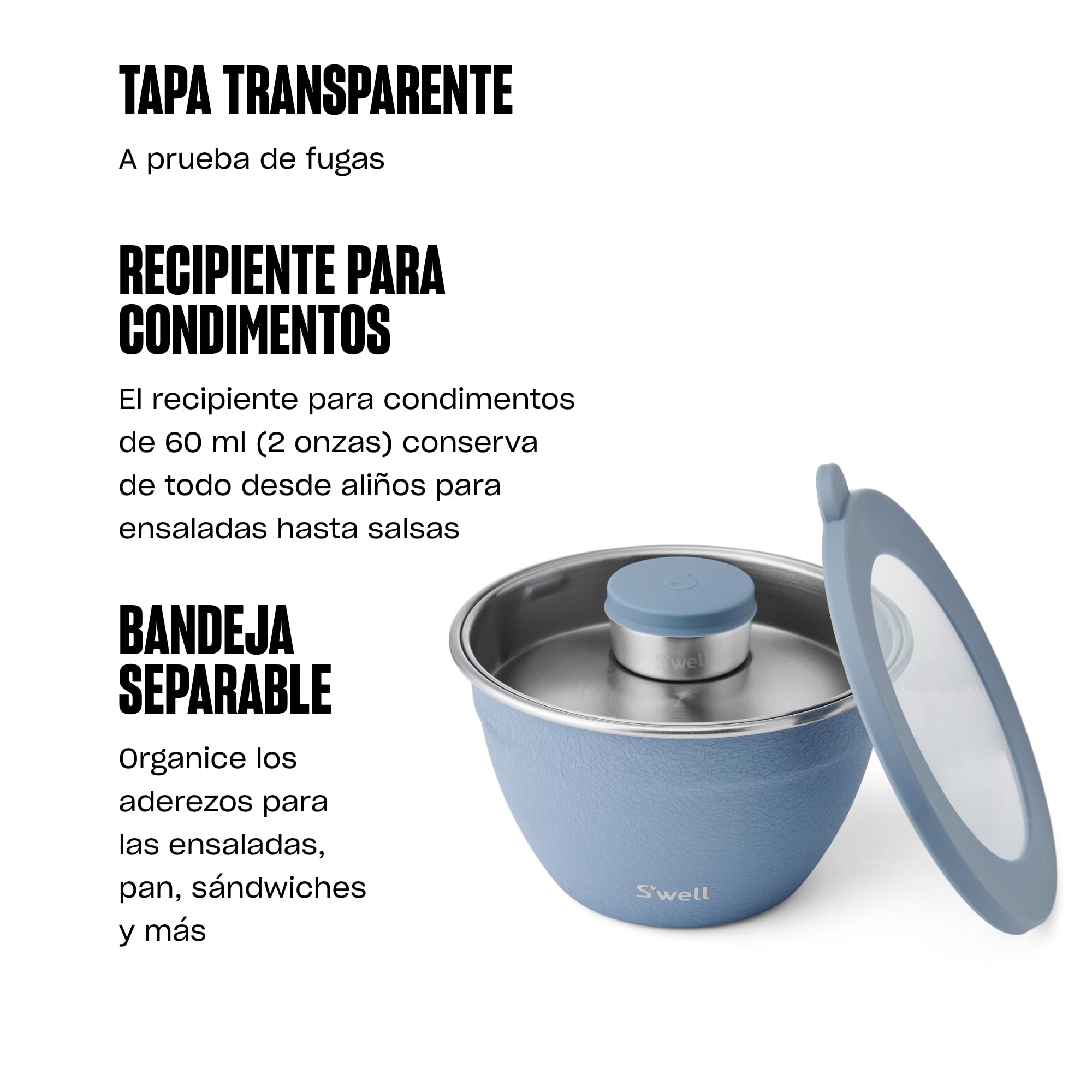 S'well - Kit insalatiera in acciaio inox, 1,9 litri, motivo Desert Sky, viene fornito con contenitore per condimenti da 60 ml e vassoio rimovibile per l'organizzazione