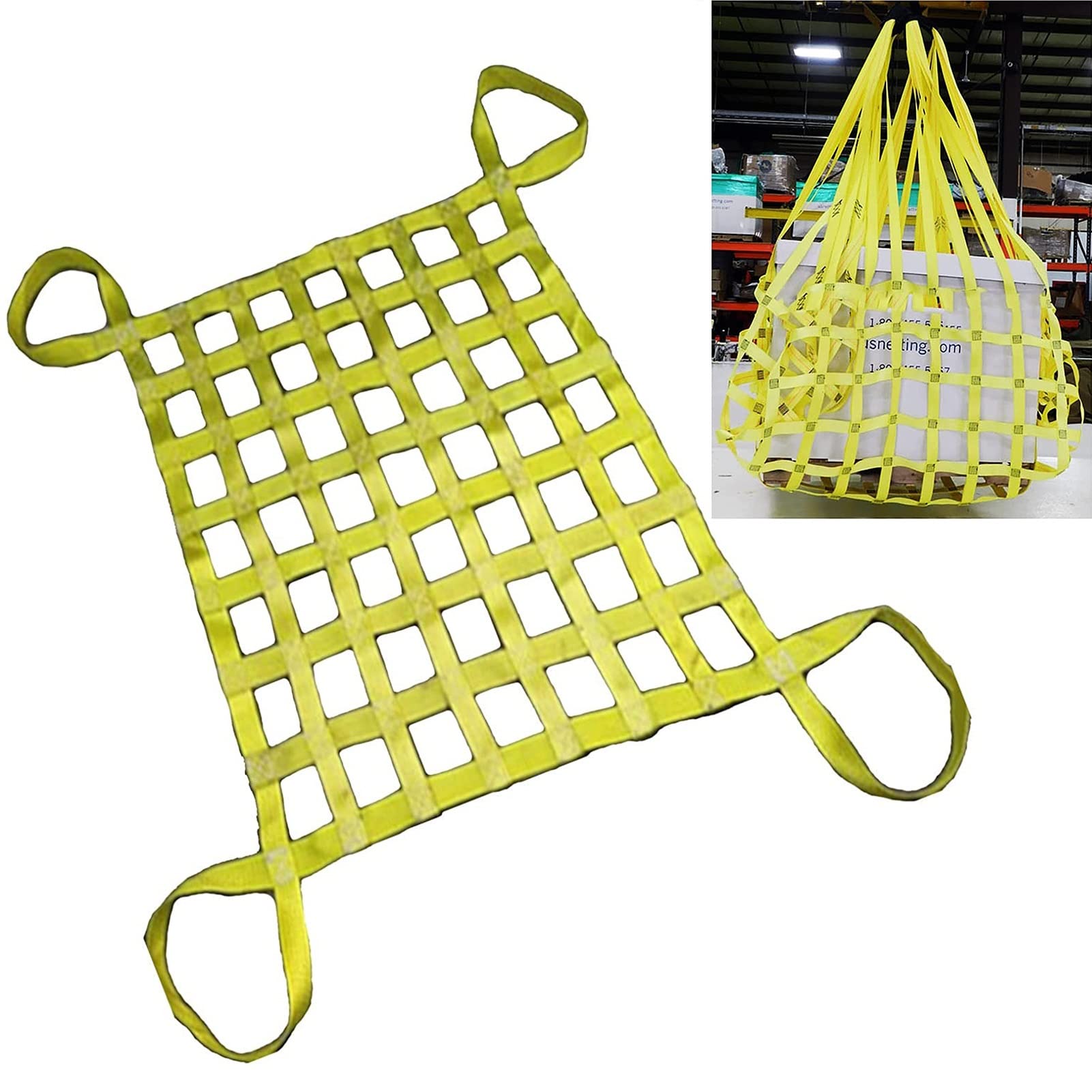 Filet De Levage Pour Cargaison 1100 Lbs (500 Kg) - 1,5x1,5 M - Sangles De Sécurité 10 Cm - Marque Fithoist