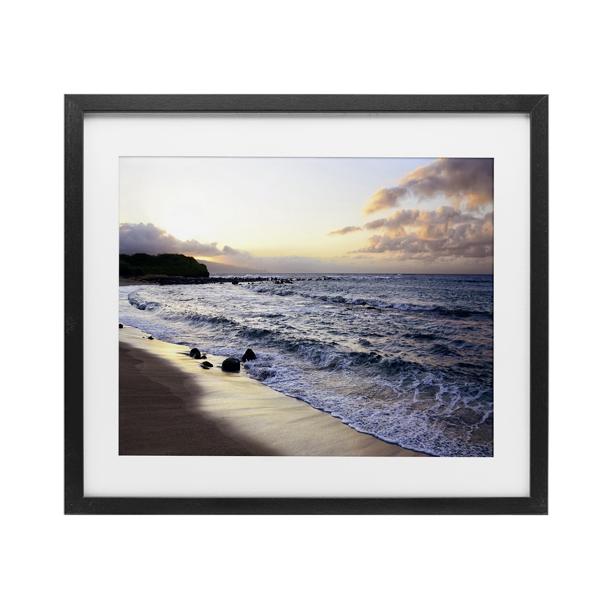 Coucher de soleil sur la plage photo d'art Bruce Nawrocke sous verre