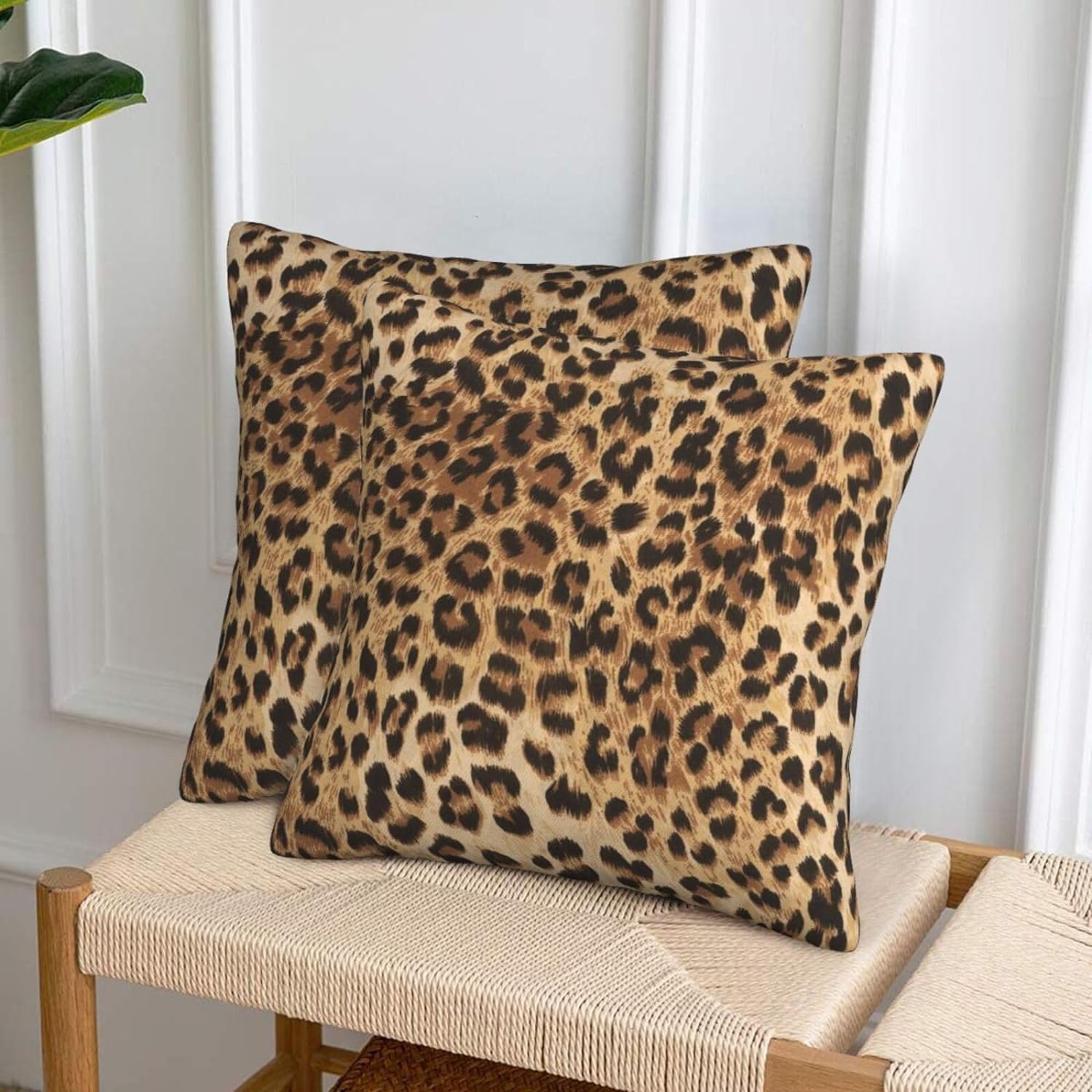 Leopard Pillow Covers 20x20 in Sets of 2 Couch Pillow Case Modern Decorative Square Throw Pillows for Home Living Room Bedroom Bed Cushion - Image 3