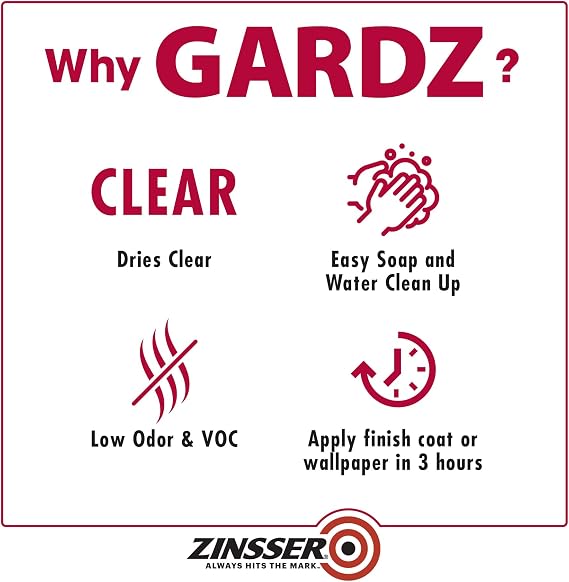 Zinsser Gardz Water-Based Problem Surface Sealer, Clear, 1 Gallon