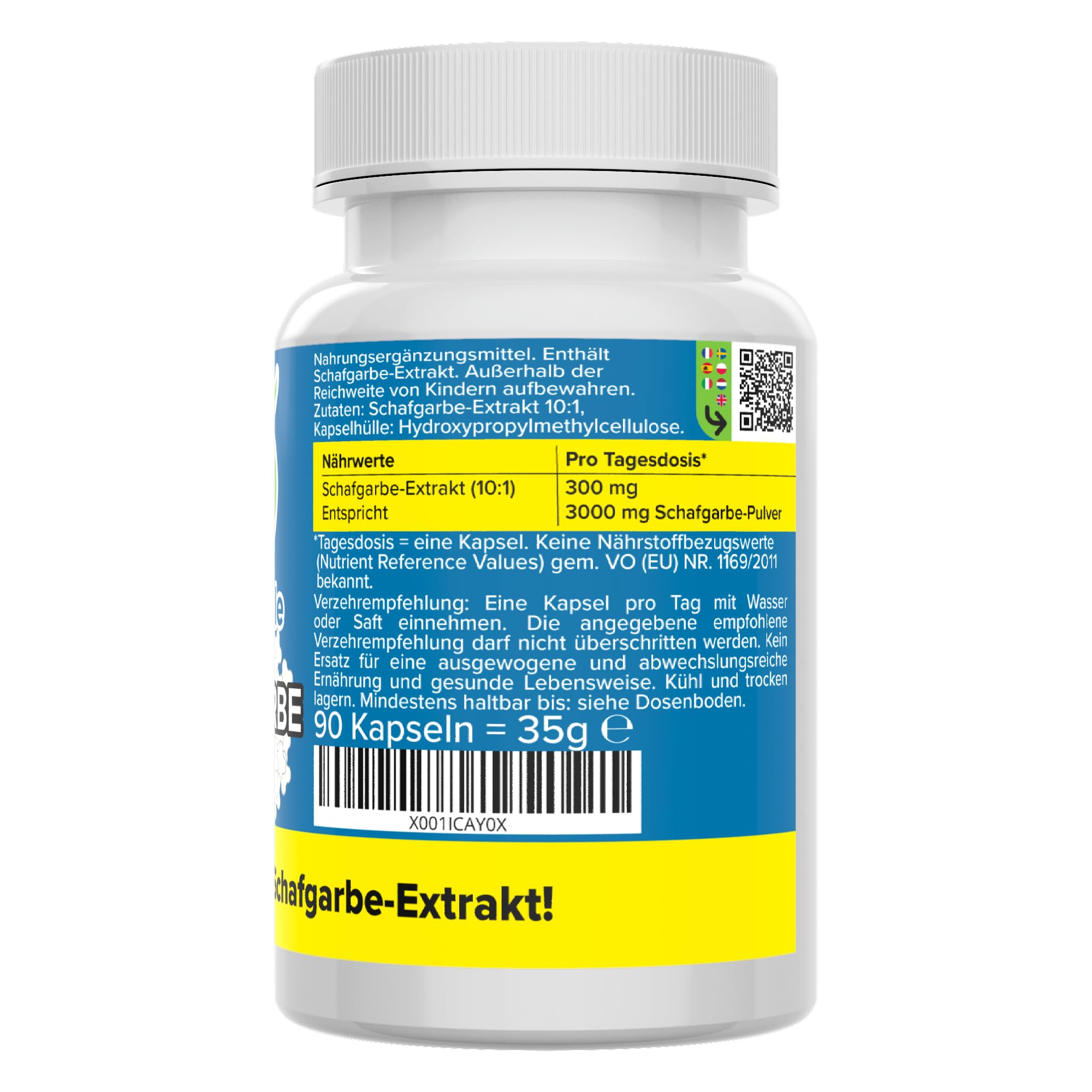 Schafgarbe Kapseln - hochdosiert 3000 mg (300 mg 10:1 Extrakt) - vegan & bioaktiv - Produktion in Deutschland - laborgeprüft & ohne Zusatzstoffe - Achillea millefolium - Vitamineule®