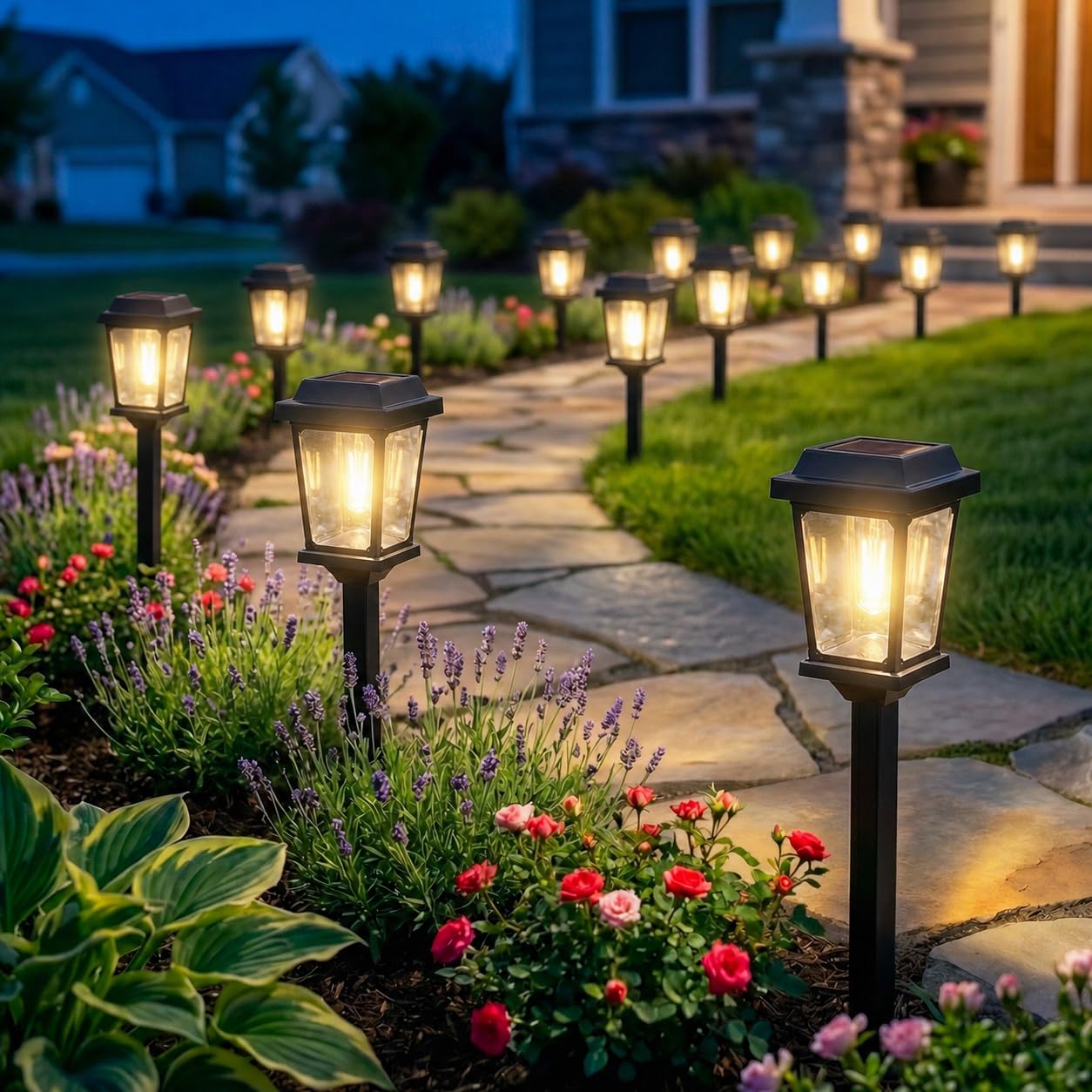 DOESLAG Solar Pathway Lights Outdoor 10 Pack