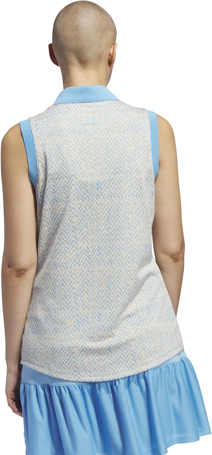 Adidas Womens Women's Ultimate365 Jacquard Sleeveless Polo Shirt - Image 3