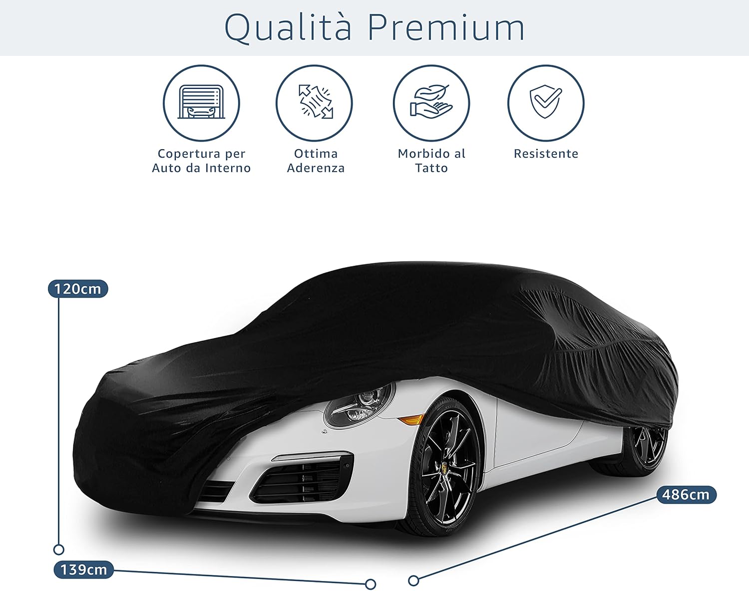 Cosmos - Indoor Car Cover compatible with main Compact Saloon models, Elastic, Breathable and Dustproof Fabric, Soft Lining, Snug Fit, Black