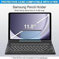 Vista 5 de Funda de teclado para Samsung Galaxy Tab A9+ Tablet de 11 pulgadas, teclado Bluetooth desmontable, funda inteligente Galaxy A9 Plus con teclado