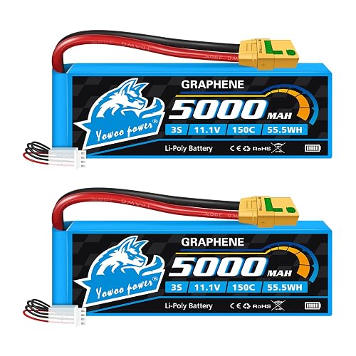 Yowoo 3S Lipo Batería 5000mAh 11.1V 150C RC Baterías de Grafeno con Amass XT90-S Conector para RC Helicóptero…