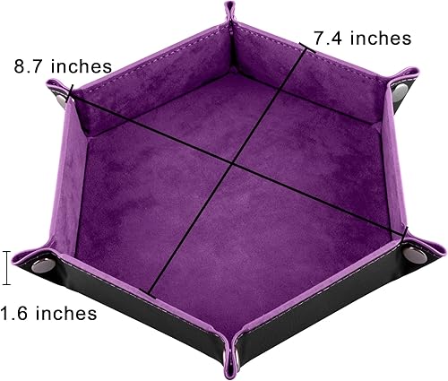 Miniatura 2 de SIQUK 4 bandejas de dados portátiles hexagonales, de piel sintética, para juegos de dados como RPG, DND y otros juegos de mesa (negro, cian,