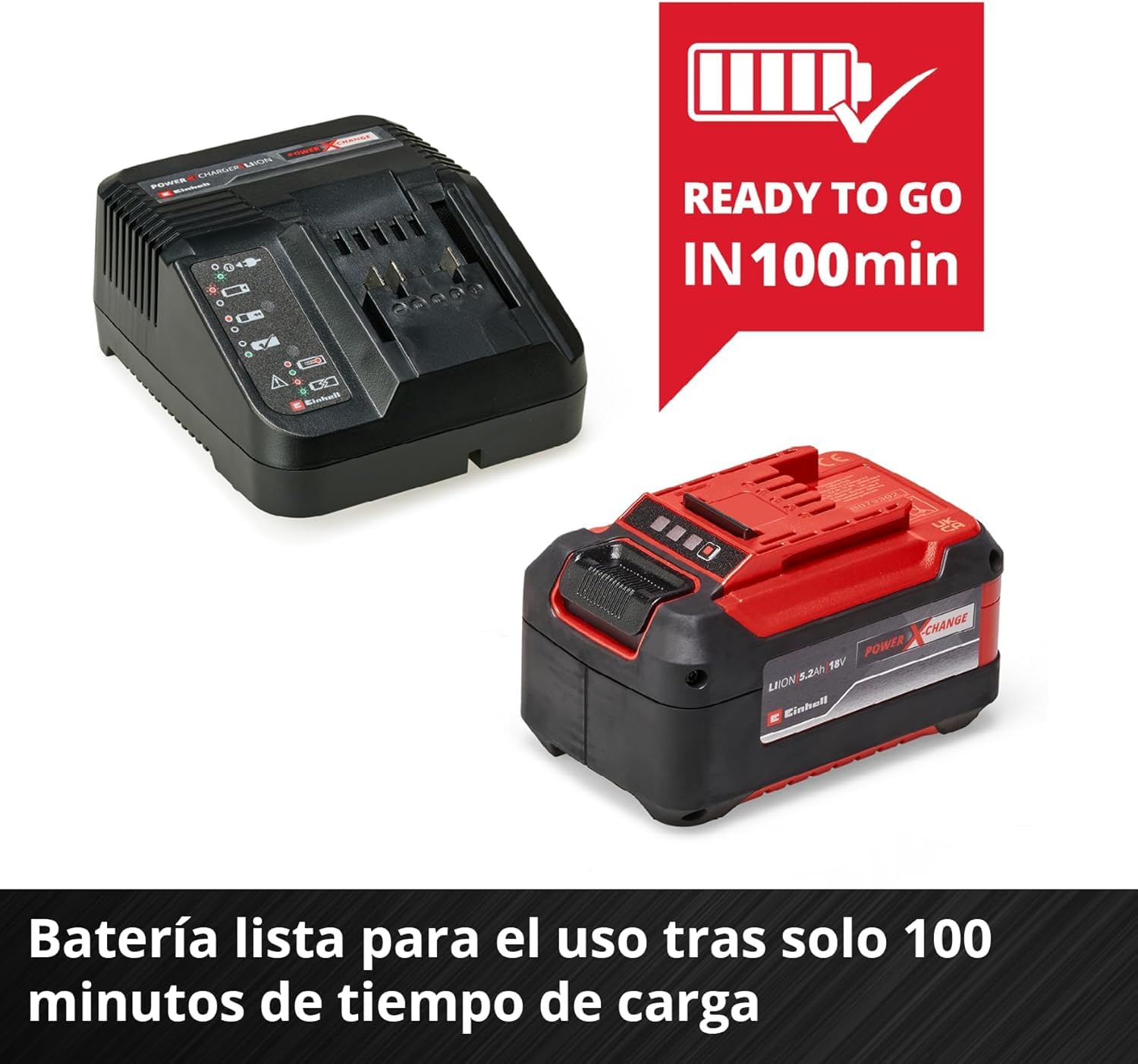 Original Einhell Kit de Principiantes de batería 5,2 Ah y Cargador Power X-Change (Iones de Li, 18 V, 100 min Tiempo de Carga, Adecuado para Todos los Equipos Power X-Change)