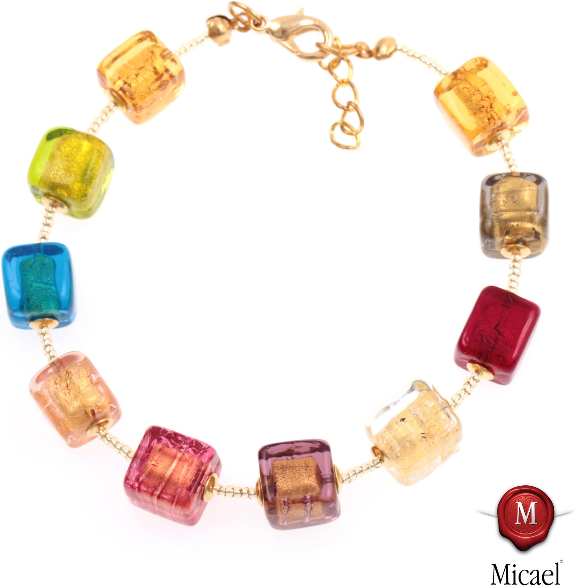 Quadro Murano Glass Bracelet-colorful-gold
