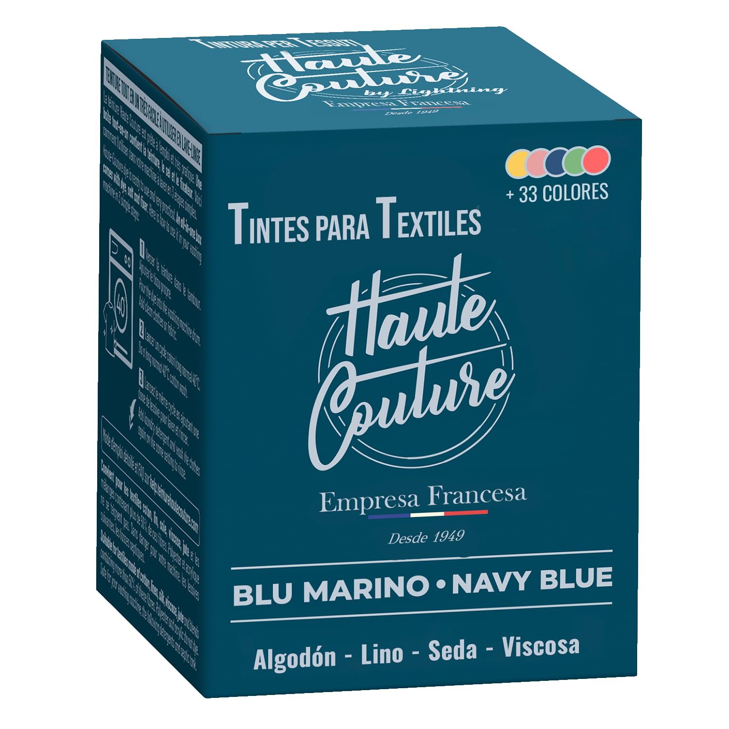 Haute Couture - Tinte para Ropa y Textil Azul - Azul Marino - 350g - Tinte Textil Todo en uno - Listo Para Teñir Ropa y Tejidos