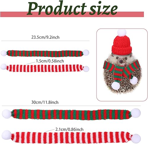 Miniatura 6 de Satiri Disfraz de Navidad de animal pequeño, mini sombrero de Santa con bufanda para hámster, conejillo de indias, chinchilla, erizo, lagarto,