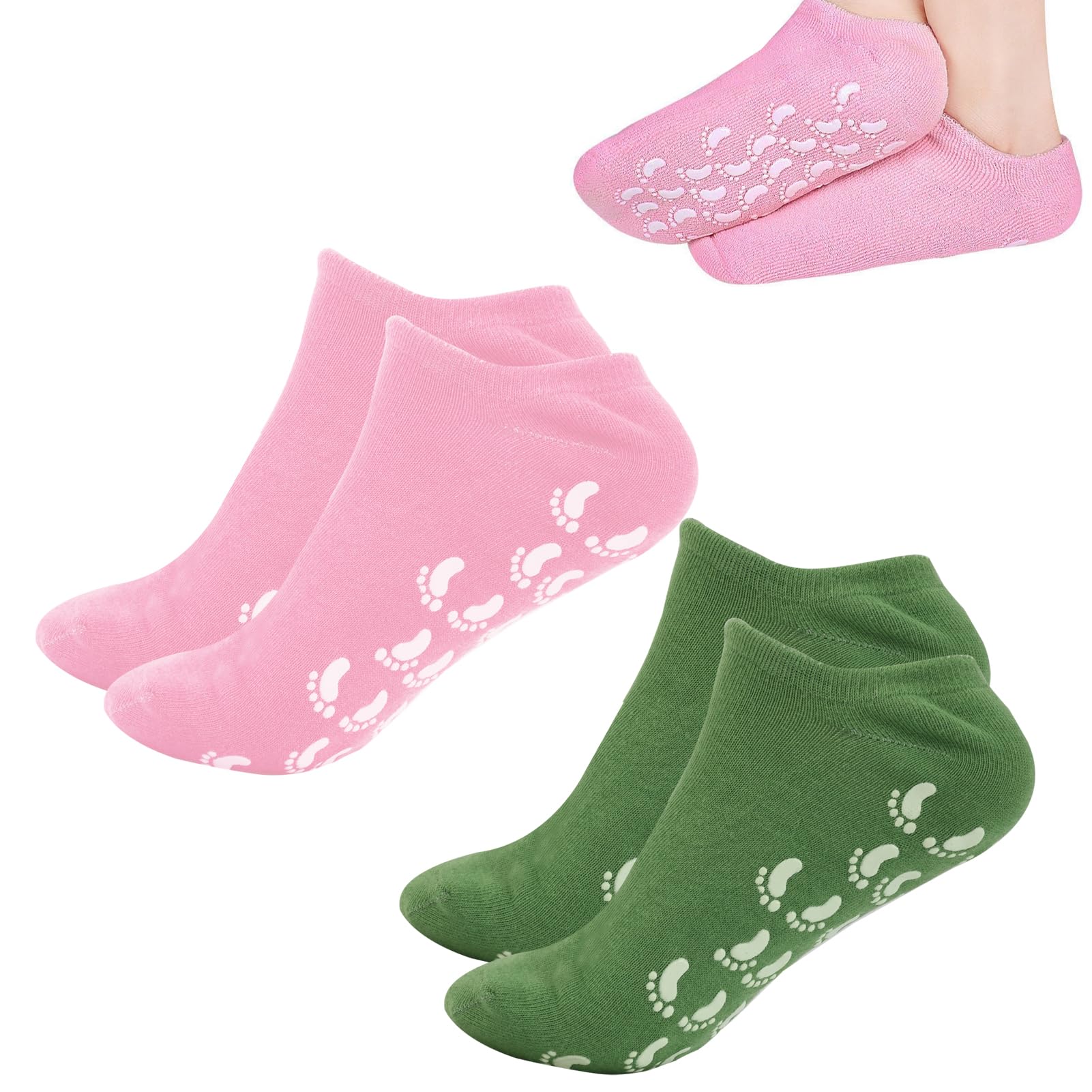 2 Paires de Chaussettes silicone Hydratantes,Chaussettes hydratantes réutilisables,Confort et Hydratation Profonde avec Design Antidérapant, Idéal pour Hommes et Femmes, Taille 34-37
