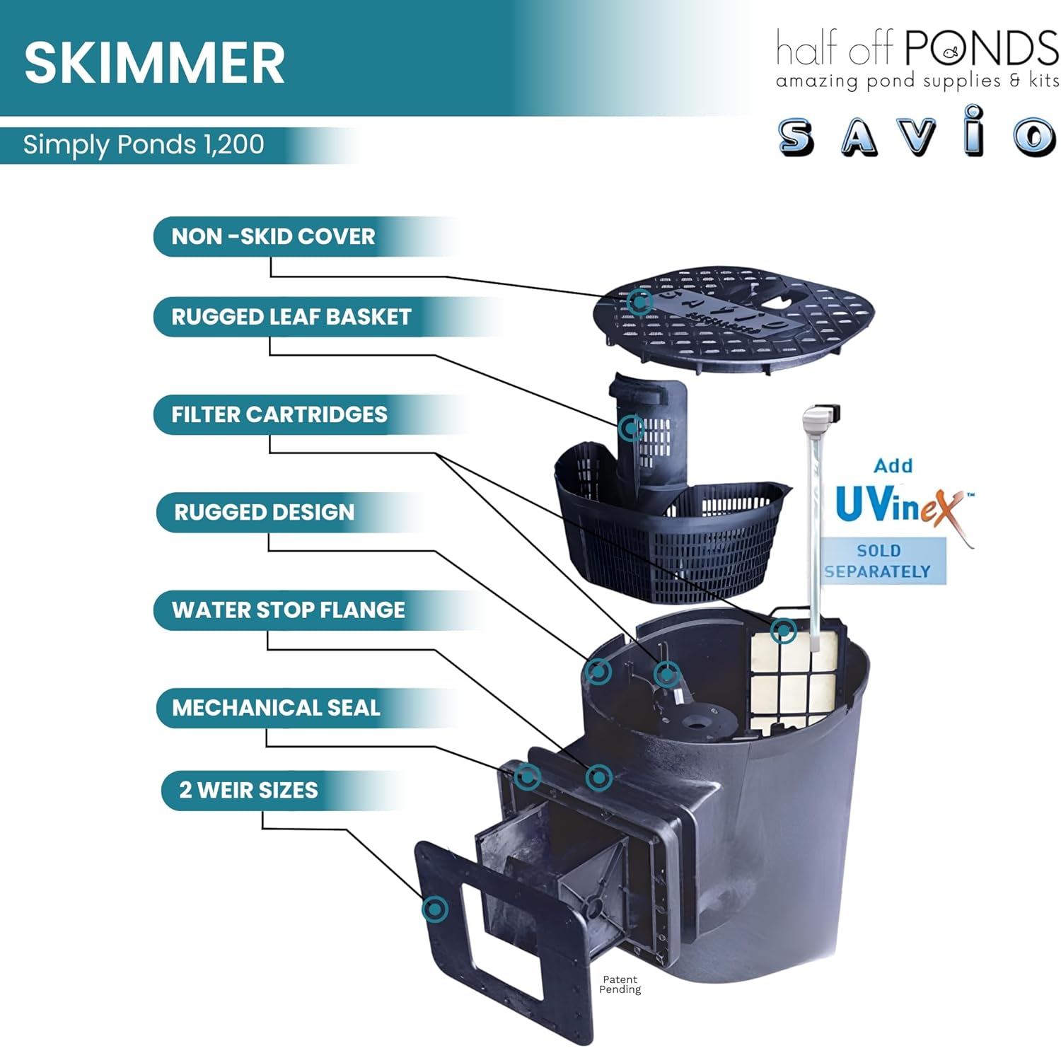 HALF OFF PONDS Simply Ponds 1,200 GPH Submersible Pump Pond Kit with 10' x 10' EPDM Rubber Pond Liner for Water Garden & Koi Pond