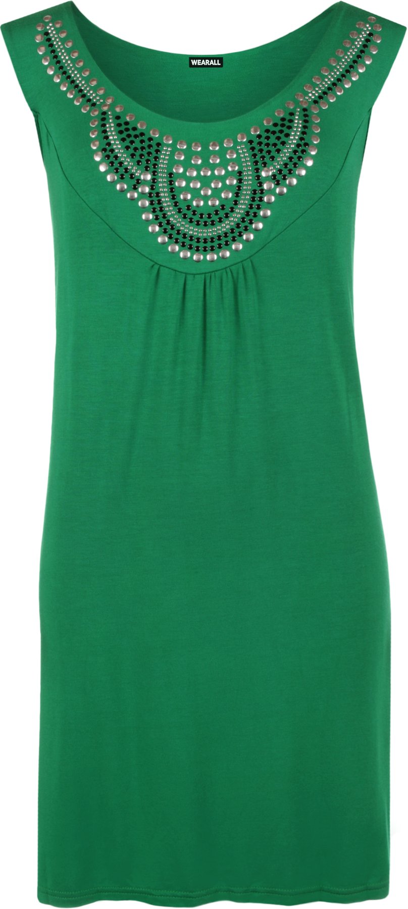 Wearall Women's Jade Sleeveless Long Stud Top Plus Size Stretch Scoop Neck 26/28