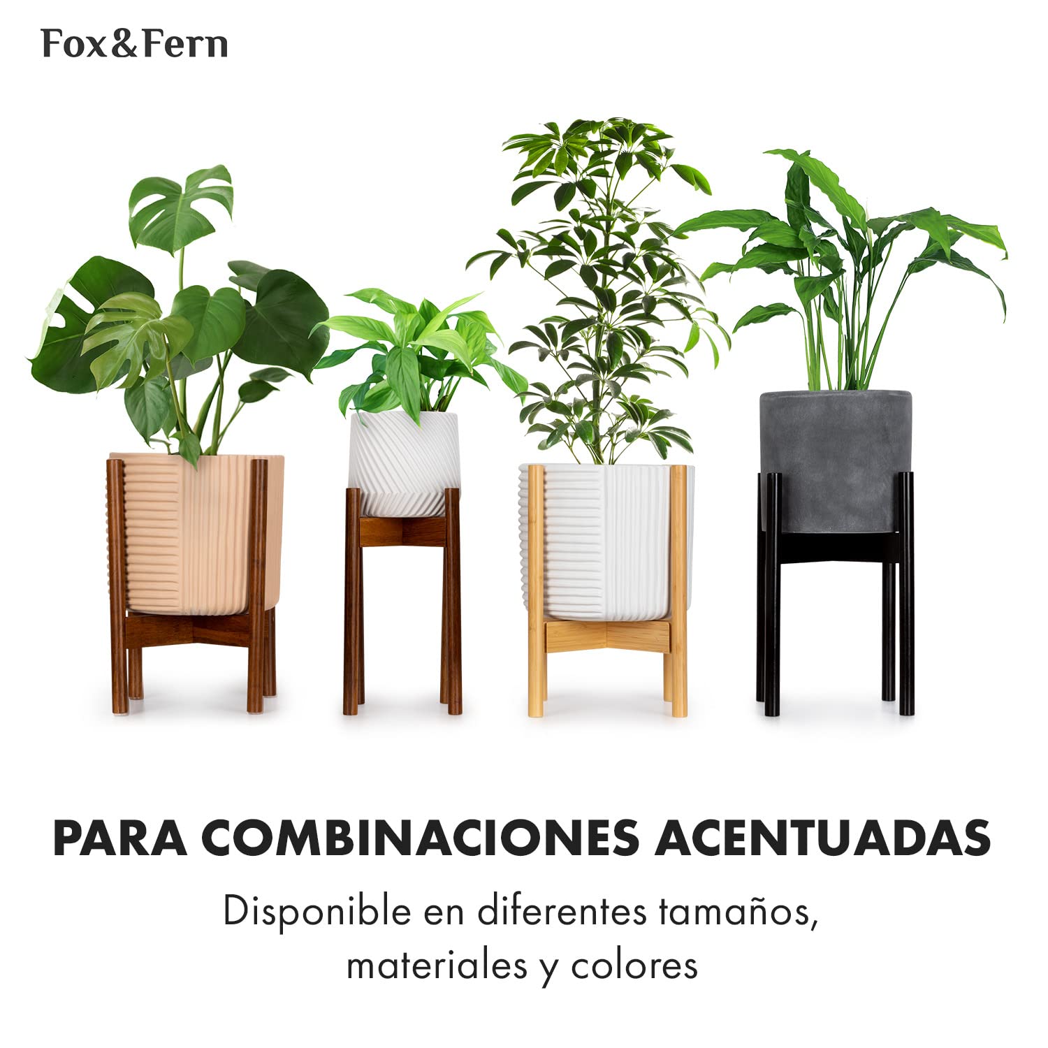 Fox & Fern Fox&Fern Maceta L con Estructura de líneas, Maceta Grande de 27 cm, Incluye Drenaje de Agua para Plantas en Exteriores e Interiores, Apta para Soporte de Flores L (30 cm de diámetro),