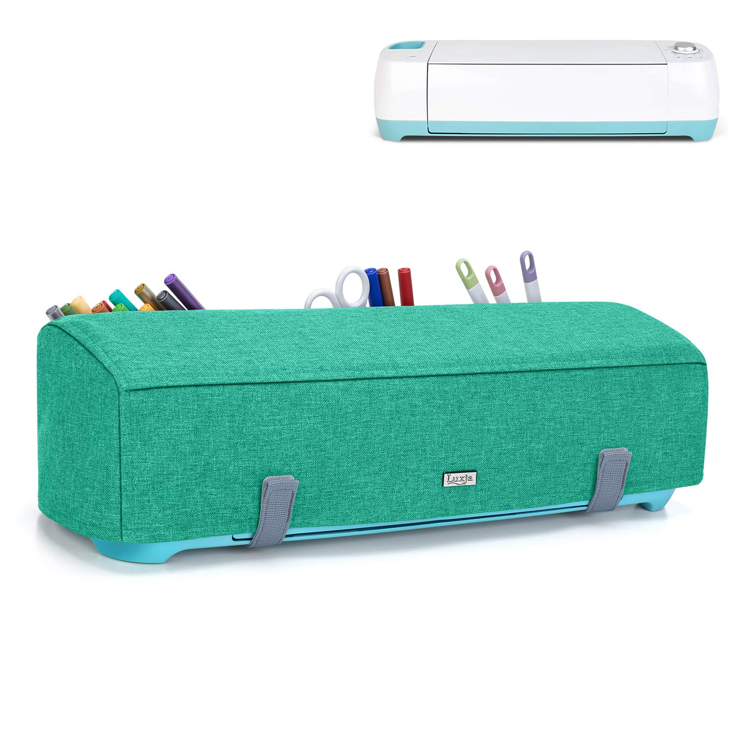 Luxja Dust Cover Compatible with Cricut Explore Air and Explore Air 2, Dust Cover with Back Pockets, Green